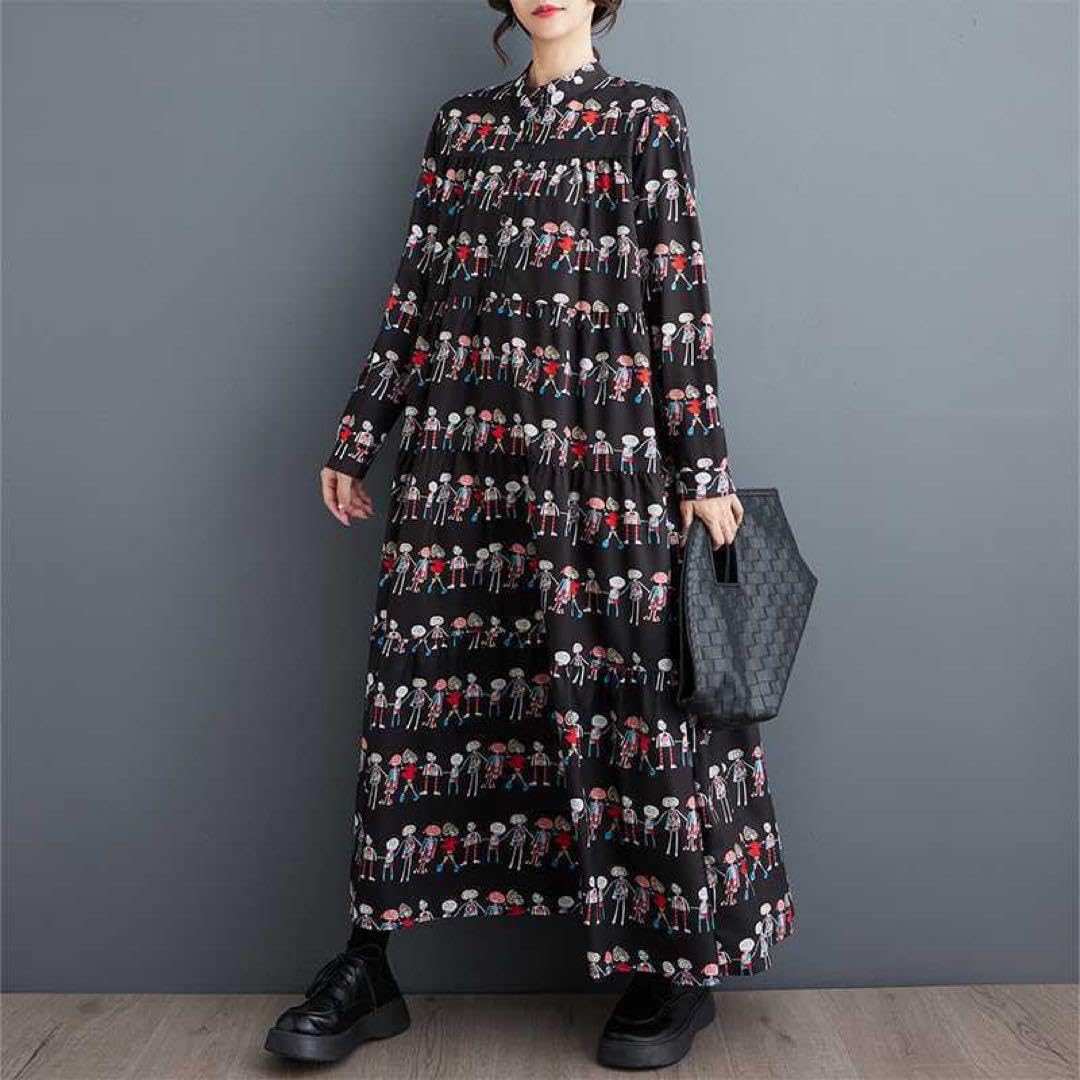 SHE Tokyo Mona black ティアード ロングワンピース SHE Tokyo Mona black ティアード ロングワンピース ロング