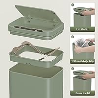 Vista 7 de ELPHECO Stainless Steel Office Trash Can Motion Sensor Garbage Can Touchless Smart Trash Can Automatic Waste Bin for Kitchen, Office, Bathroom