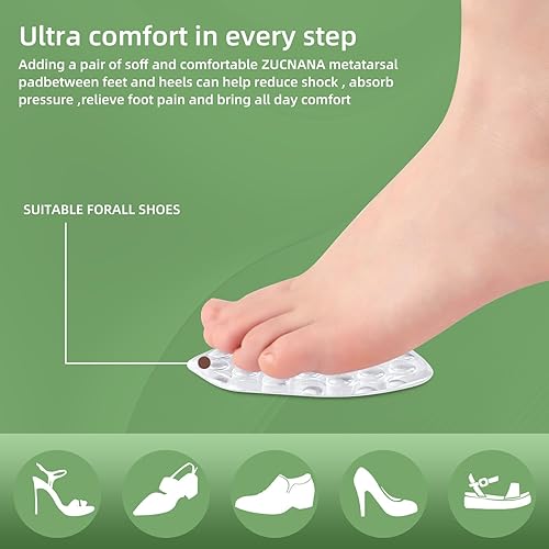 Miniatura 6 de Almohadillas metatarsianas, inserciones para el antepié para mujer, cojines de bola de pie, cojín de talón alto antideslizante, almohadillas suaves