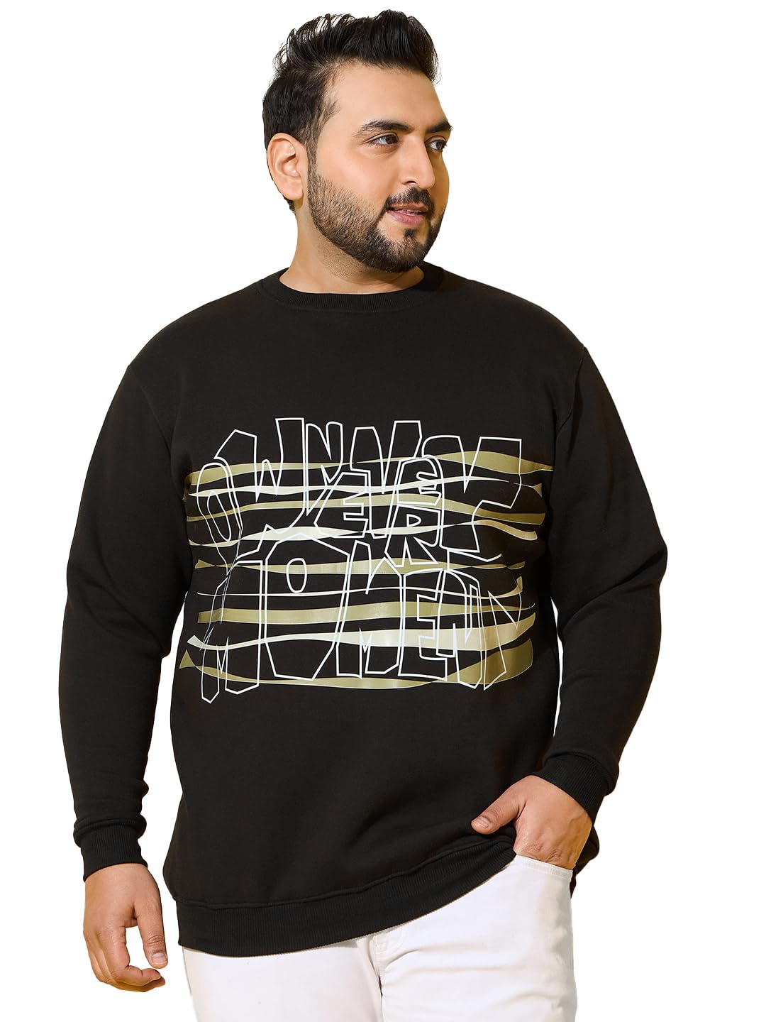 bigbanana Men Plus Size Black Printed Full Sleeve Sweatshirt-picture-31