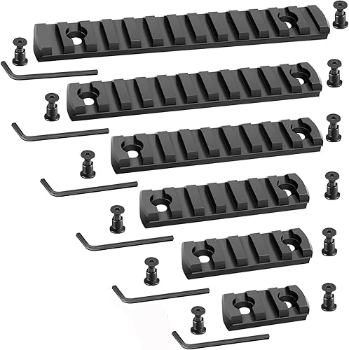 Juego de rieles de accesorios de aluminio Picatinny individual 3 5 7 9 11 13 ranuras con 13 tuercas en T y tornillos, 6 llaves Allen