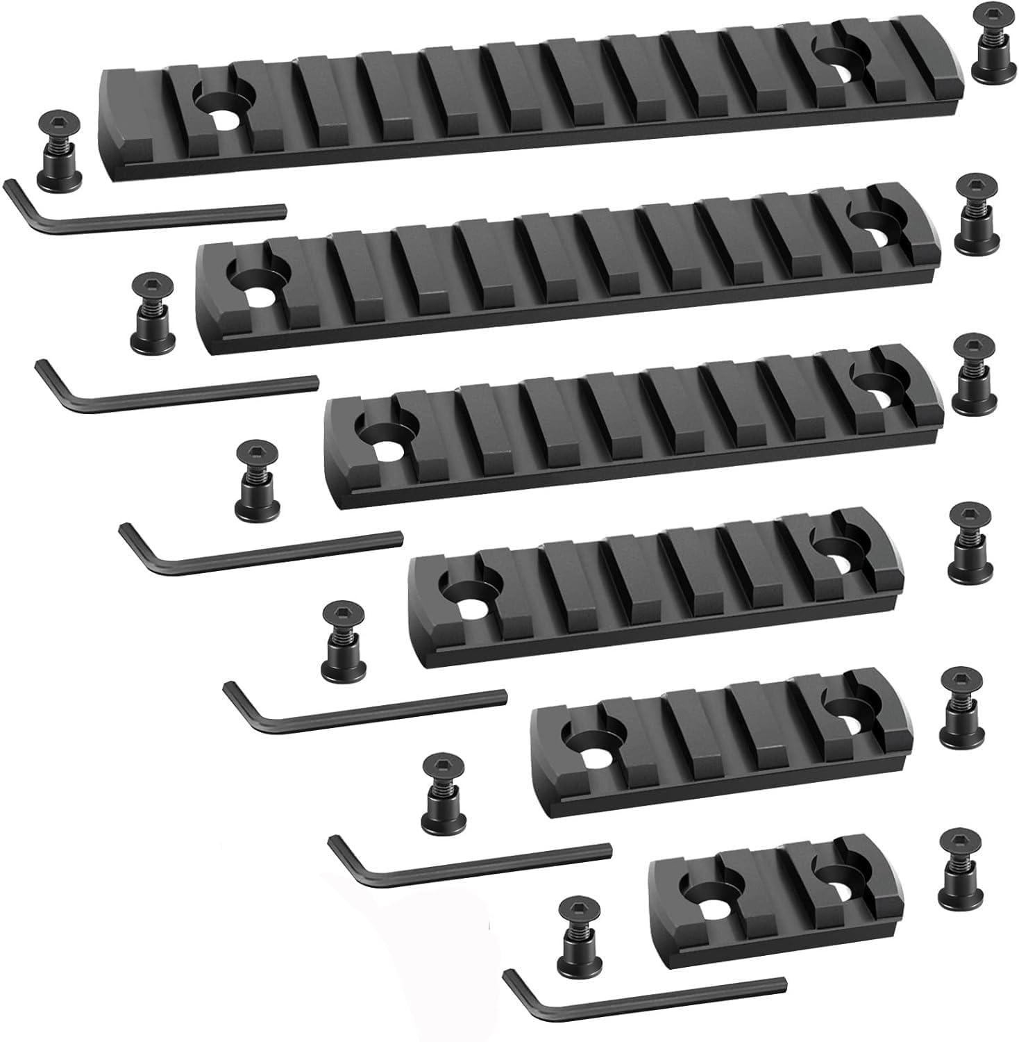 Bontok Single Picatinny Aluminum Accessory Rail Set 3 5 7 9 11 13 Slot with 13 T-Nuts & Screws, 6 Wrench
