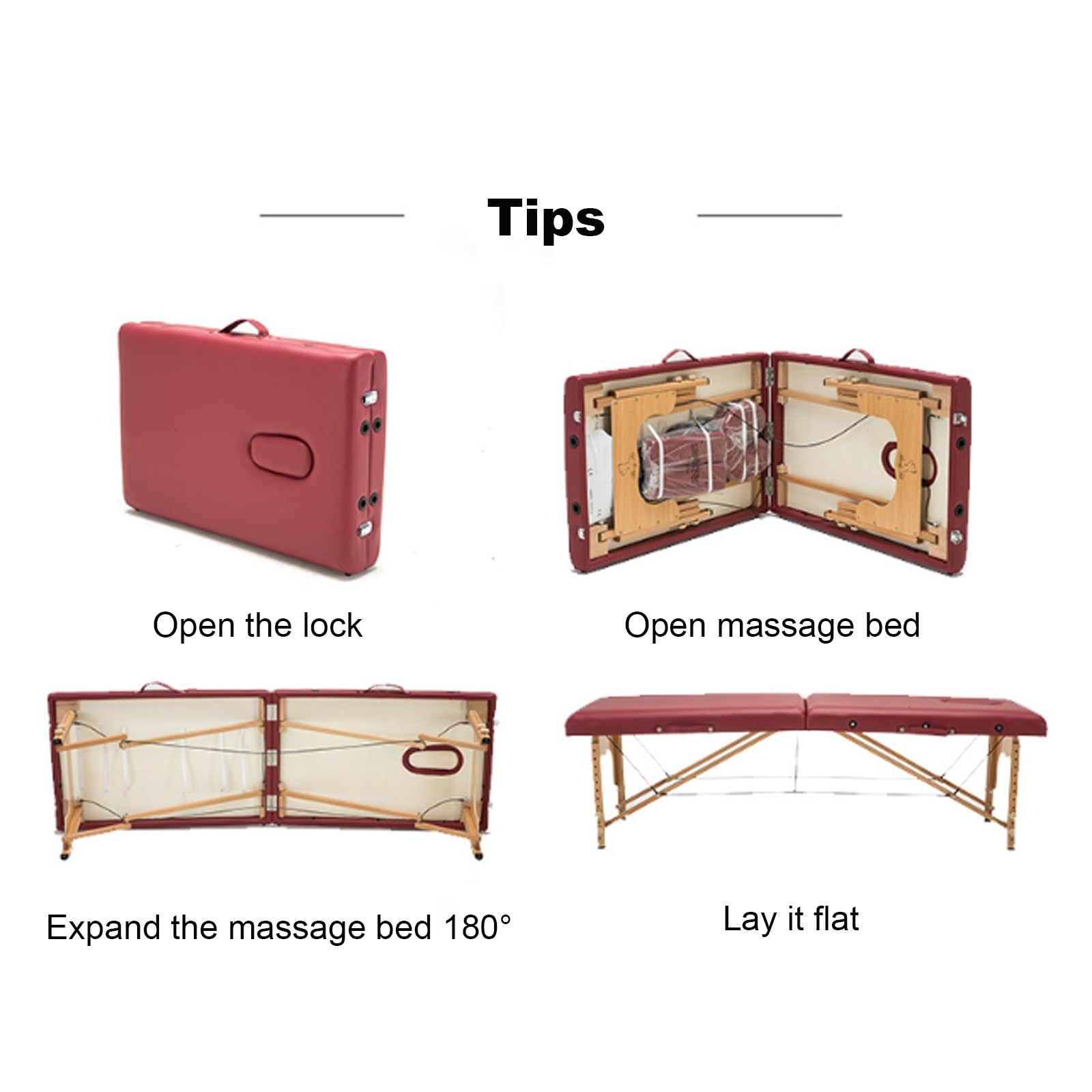 Massagebett Massagetisch Schönheitsbett Ästhetisches Bett Faltbares tragbares PVC-Leder-Hebebett mit Kopfloch Kopfstütze Armlehnen Kostenlose Installation für Spa Salon Tattoo(Beige-A,185X70CM)