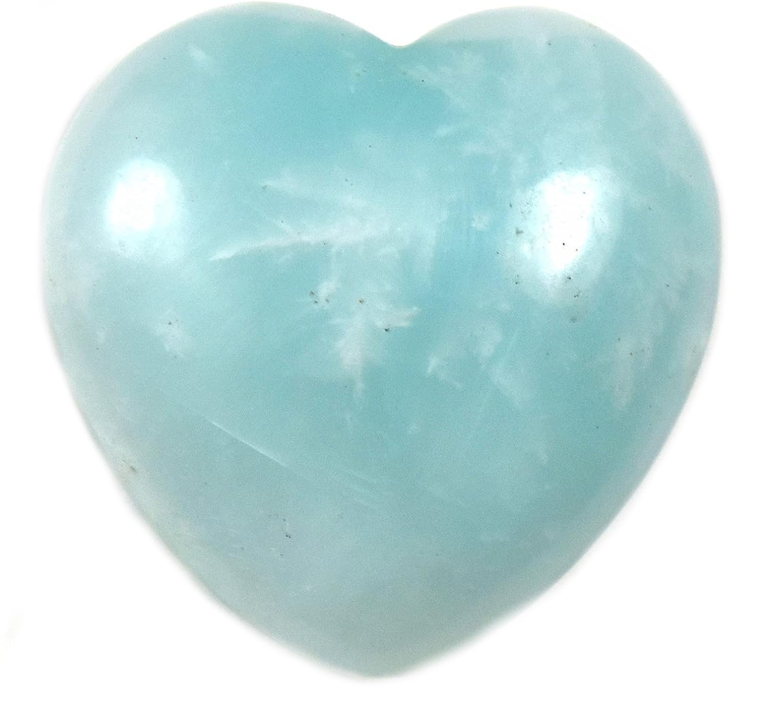 HQRP-CrystalHQRP-Crystal 30mm Blue Aquamarine Puffy Heart Polished Natural Sparkling High Grade Beryl Gemstone Crystal Mineral Specimen - Brazil (1PC)