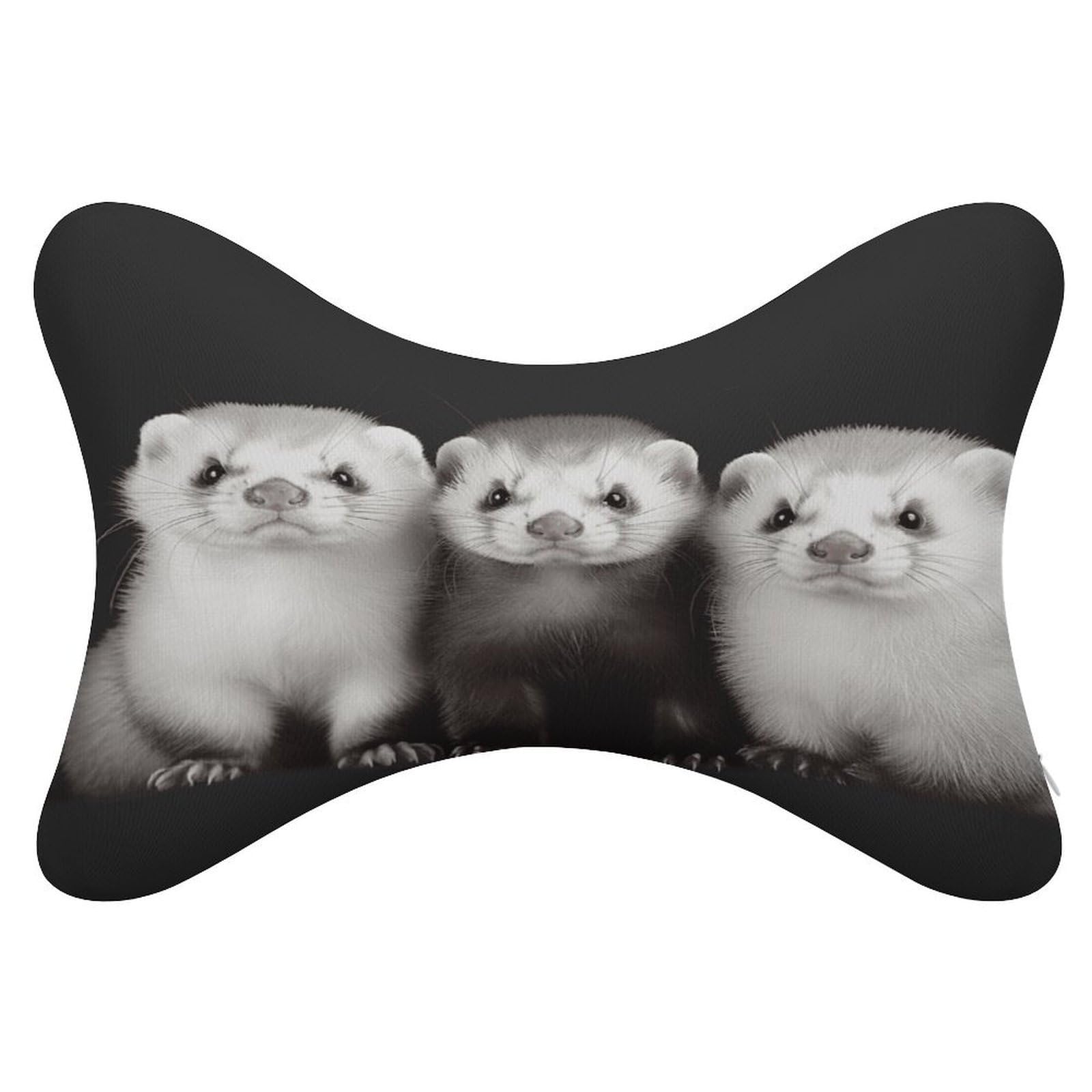 VstaDank Ferrets Car Neck Pillows 2 Pack Removable Ergonomic Cervical Support Pillow Fashion Cozy Bone Shaped Pillows Soft Car Headrest Pillow for Office Airplane Most Car