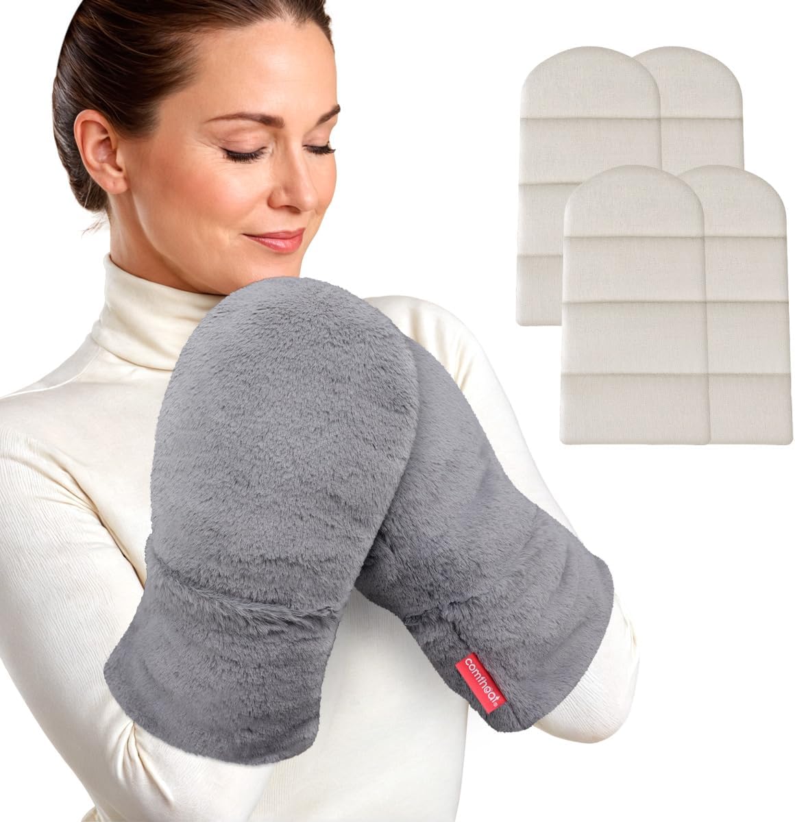 Microwavable Heating Mittens for Hand and Fingers to Relieve Arthritis Pain Heated Hands Mitts Moist Heat Therapy Relief for Stiff, Raynauds, Carpal Tunnel, Lavender Scented Gloves Washable Grey