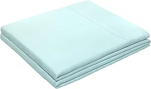 HBHLFZ Full Flat Sheet - Ultra Soft Polyester Top Sheet - Hotel Quality Bed Sheets - Comfortable Wrinkle-Free - Easy to Care for - 1 Full Flat Sheet Only(Full,Light Blue)