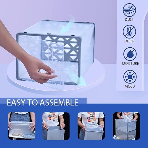 Miniatura 5 de Ayzololo Caja de almacenamiento de zapatos de plástico transparente organizador grande de zapatos paquete de 6 unidades apilables para armario caja