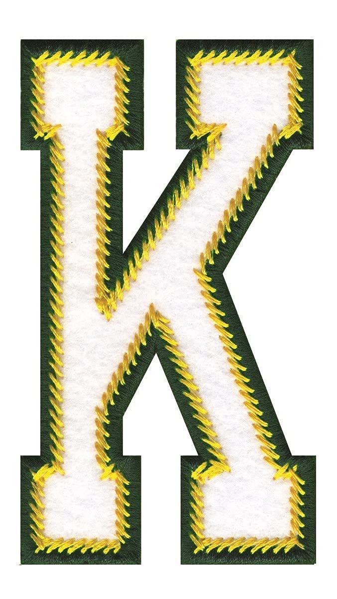 Model Wear - Alphabet A - Z Embroidered Appliques Patches - Green/White (K)