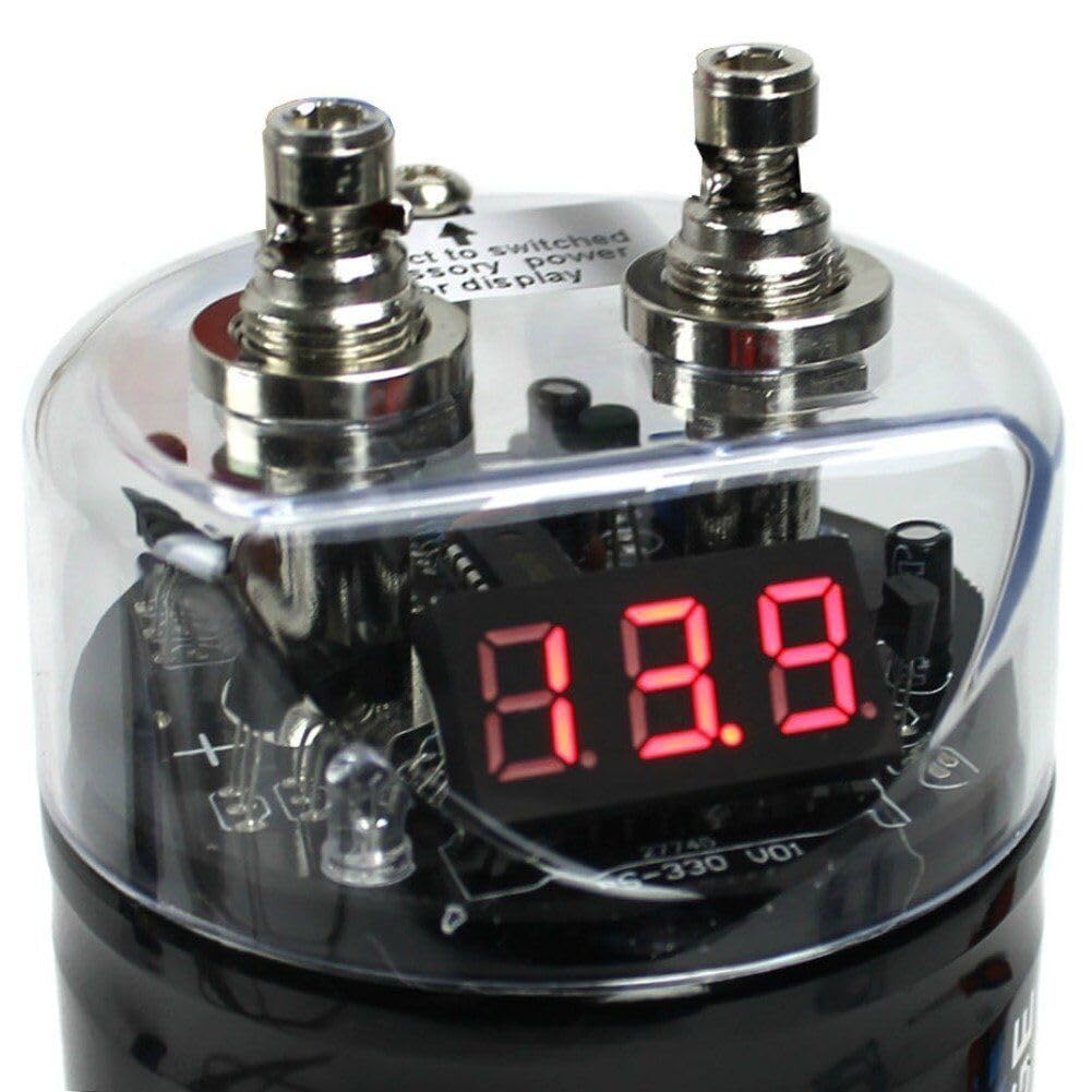 KIT SET PER BOSS AUDIO SYSTEMS CPBL2 1 condensatore 2 farad impianti fino a 2000 watt rms 1 2 3 4 5 10 capacitor con accensione cavo remote spl auto nero, 1 pezzo