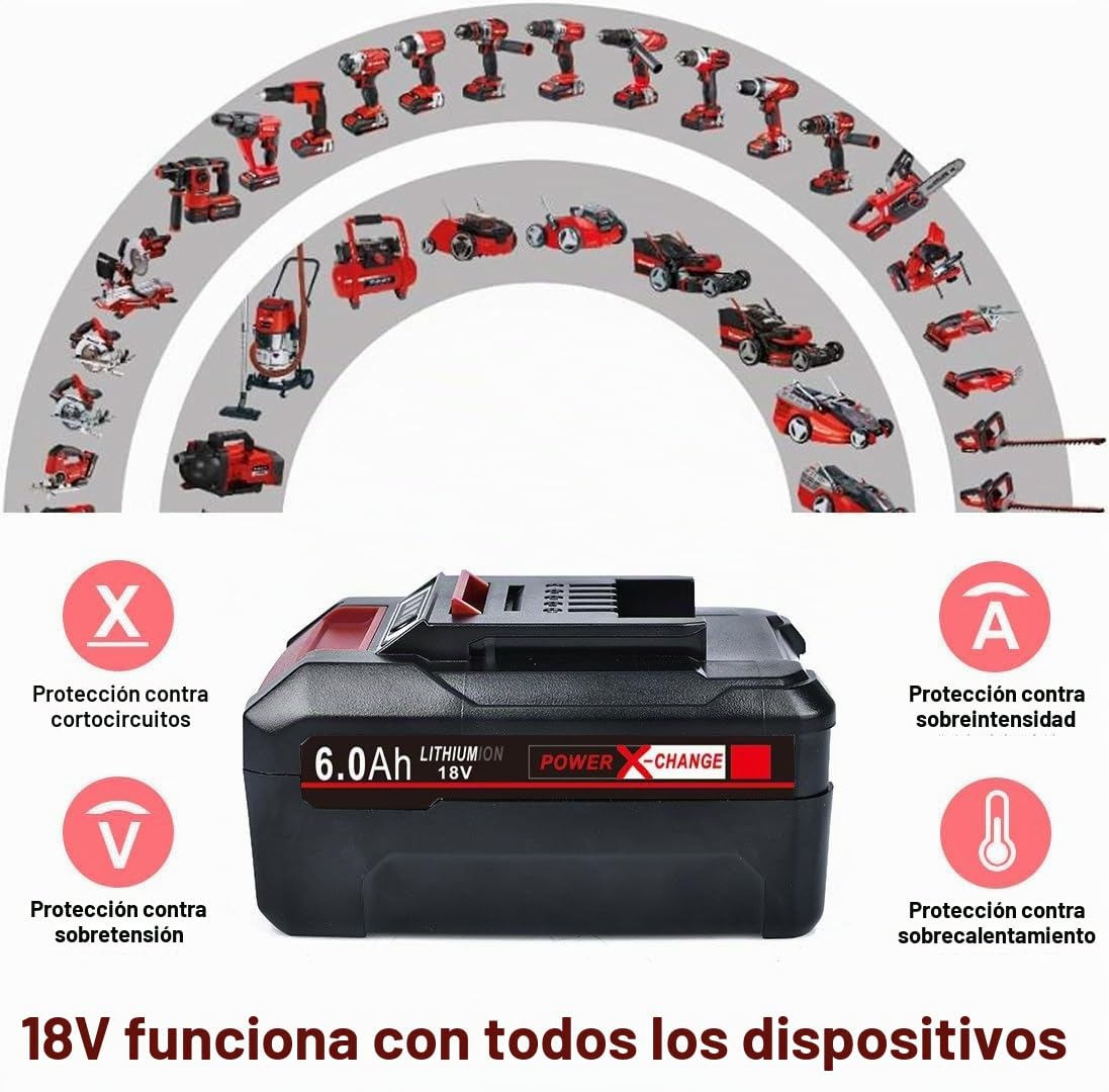 Batería de repuesto para Einhell 18 V, compatible con herramientas eléctricas inalámbricas Einhell Tools X-Change 4511396 4511437neu PXBP-600 PX-BAT52 (4000 mAh, 2 unidades)