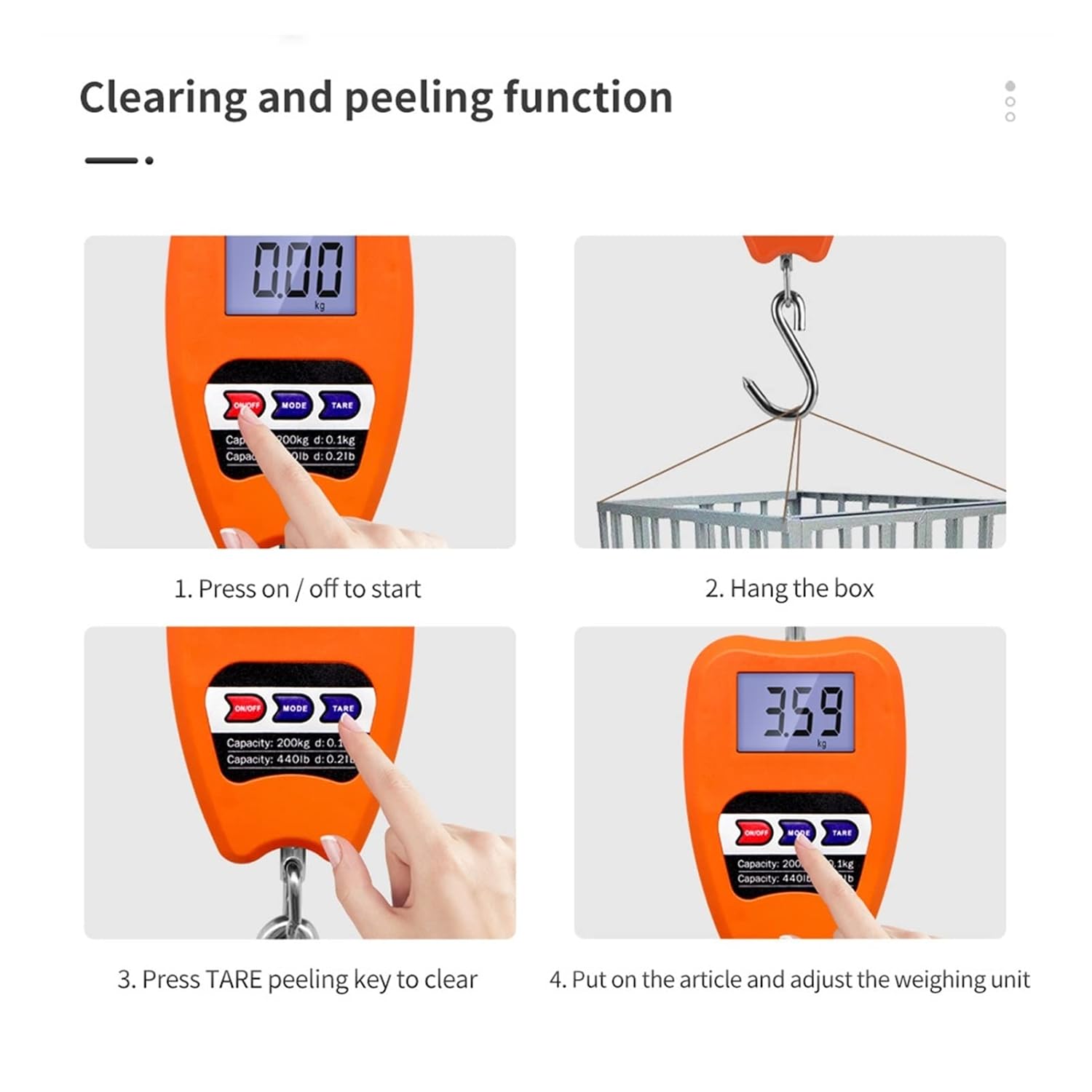 キッチンスケール E-Crane Scale、200kg 50gのデジタルスケール、ヘビーデューティフックスケール 台所用品 (Co