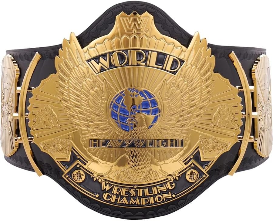 Winged Eagle Wrestling Championship Title Belts Adult Size Upto 46" Wrestling Replica - 2mm Gold Coated Metal (Black)