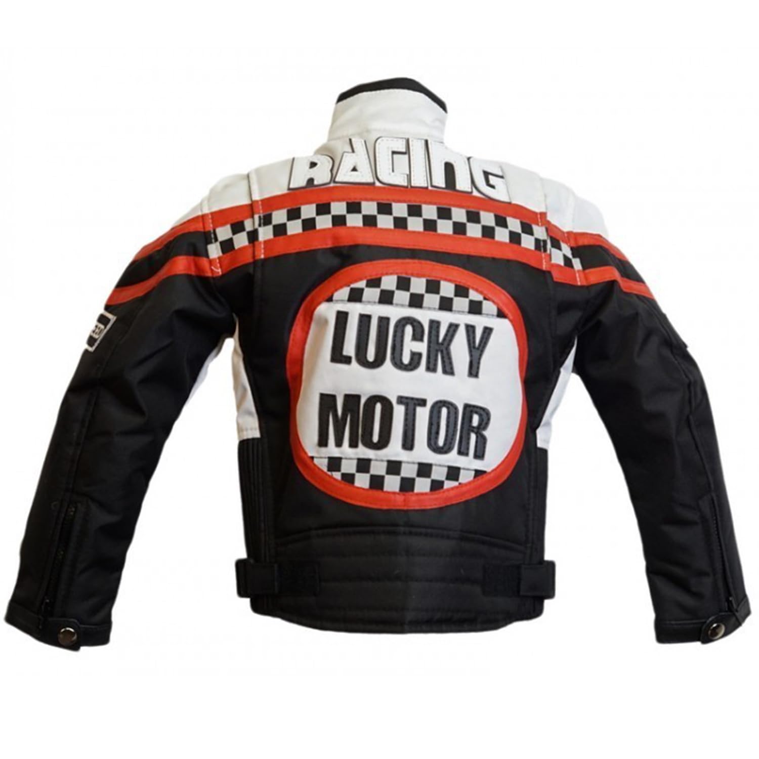 MDM Kinder Bikerjacke in schwarz/weiß, Motorradjacke, Racing Jacke