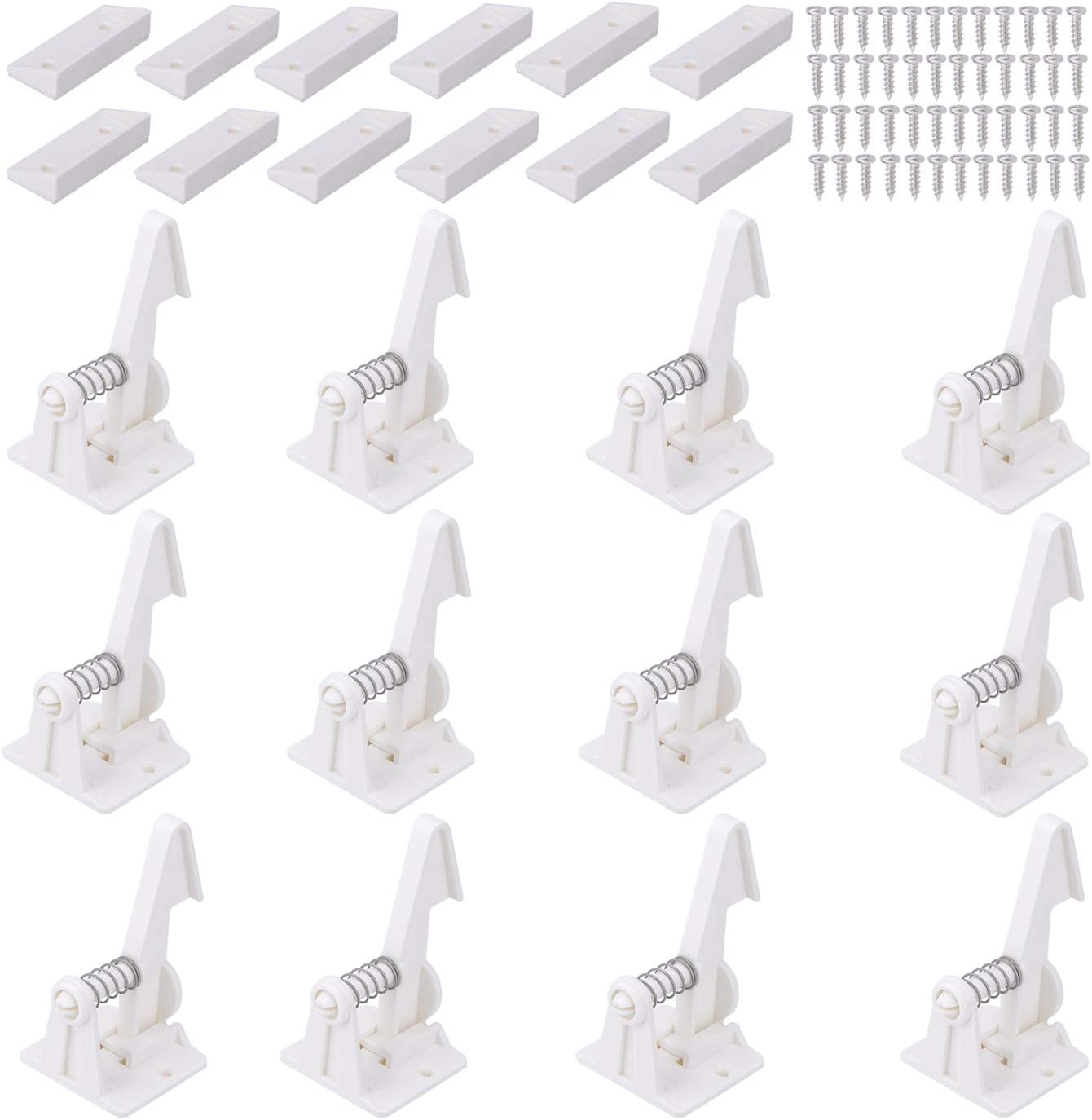 Vmaisi 12 Pack Cabinet Locks Child Safety Latches - Baby Proofing Cabinets Drawer Lock with Adhesive Easy Installation - No Drilling or Extra Screws (White)