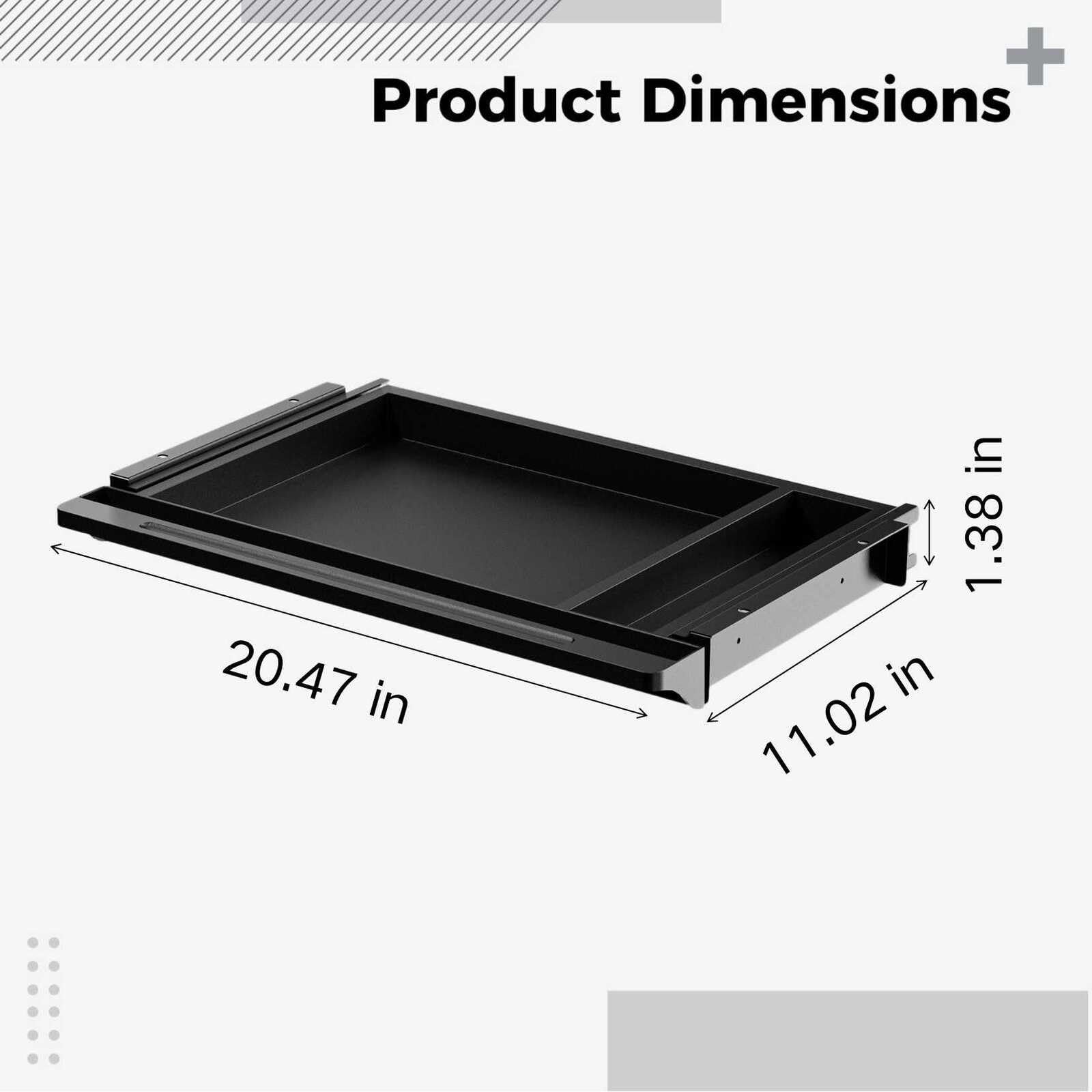 Generisch Organizer per cassetti sotto la scrivania, 52 cm di lunghezza, estraibile, con divisori a scomparsa, cassetto nascosto per ufficio, casa, scuola, nero