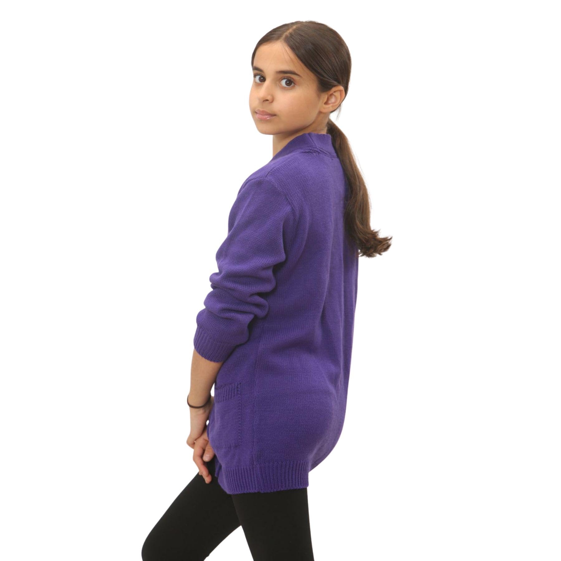 Cardigan a maniche lunghe con 4 bottoni, maglione per bambini con scollo a V in maglia fine, cardigan scolastico per ragazze e ragazzi con due tasche frontali, maglione leggero e casual