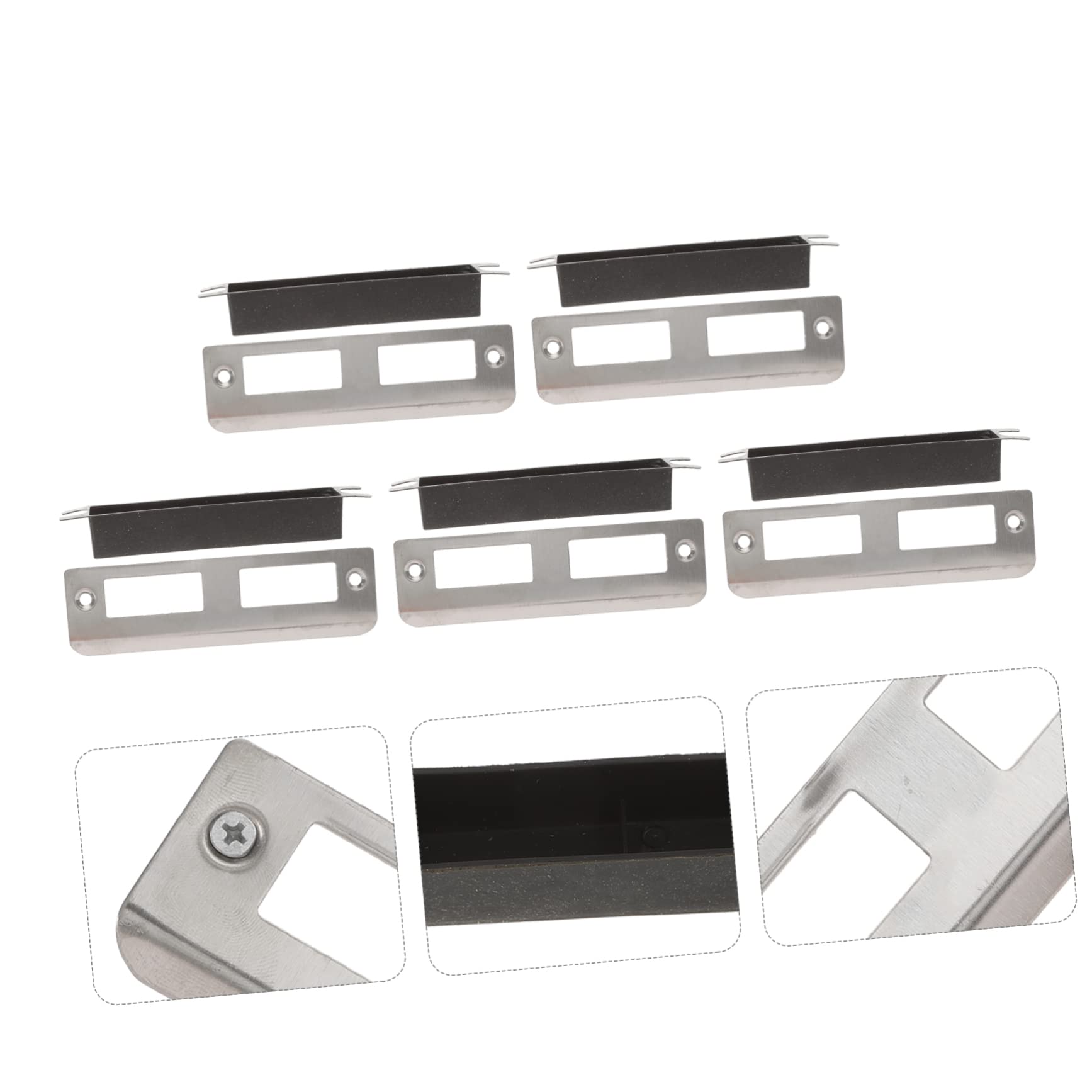 LALAFINA 5Pcs Door Strike Plates for Reinforcement Stainless Steel Door Hole Cover Plates for Front Door Deadbolt and Door Lock Security Enhancer