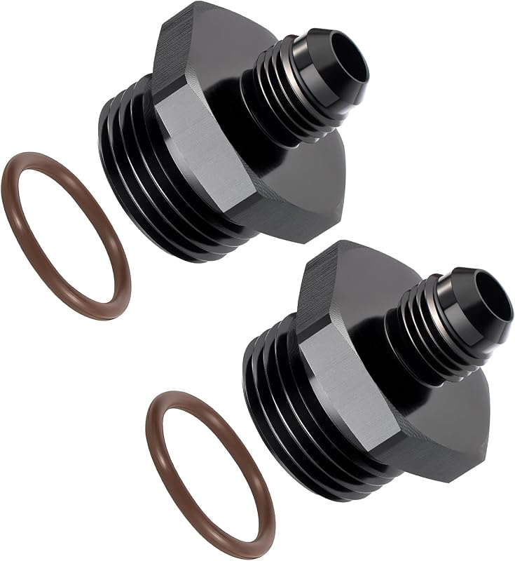 Adaptador de trilho de combustível EVIL ENERGY 12AN ORB macho para 6AN Flare preto – 2 unidades