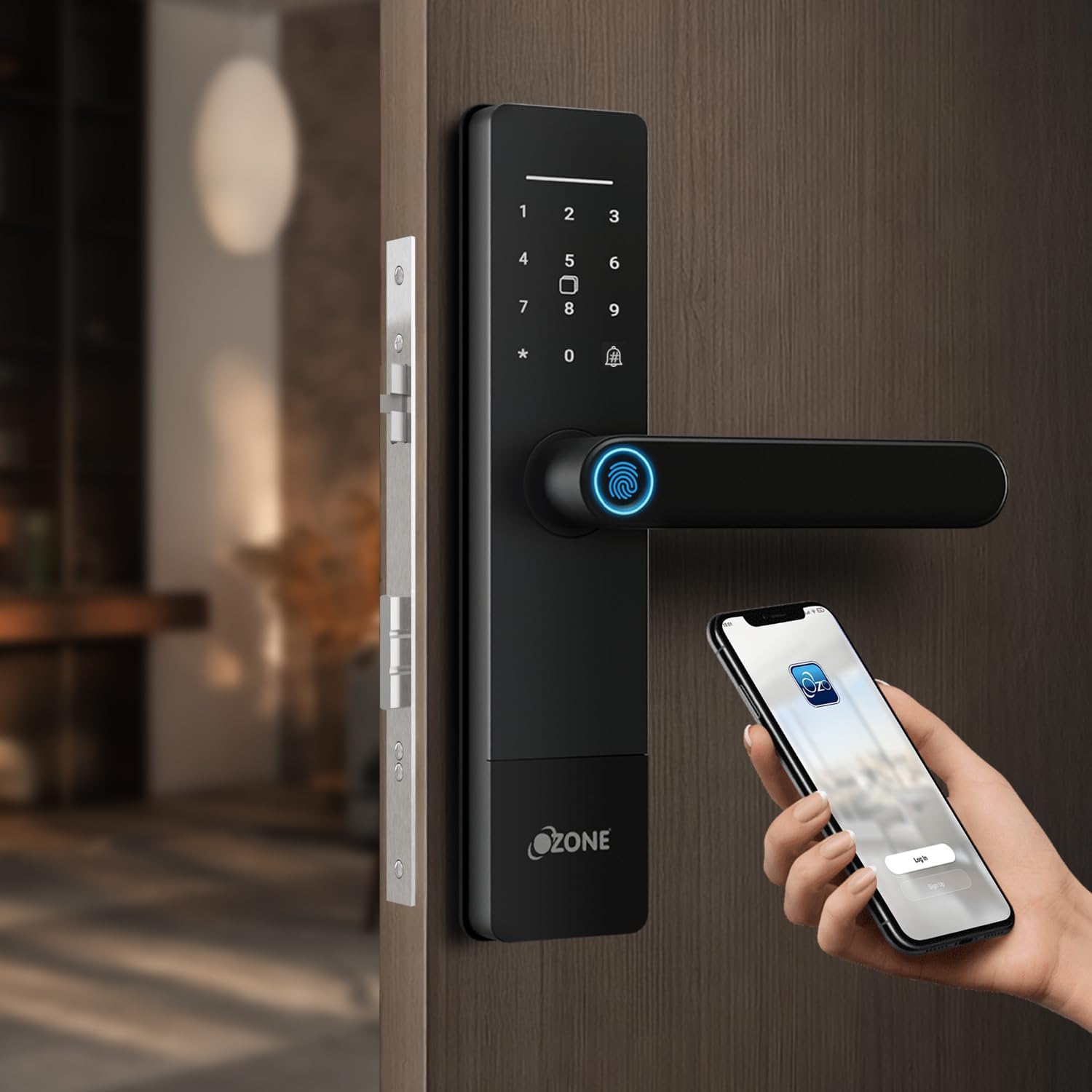Ozone Smart Wi-Fi Lock for Wooden & Metal Doors, 4-Way Access, OzoLife App, Fingerprint, Password, RFID Card, 30-50 mm Door Thickness, Free Installation, 2 Years Warranty (Black)-picture-39
