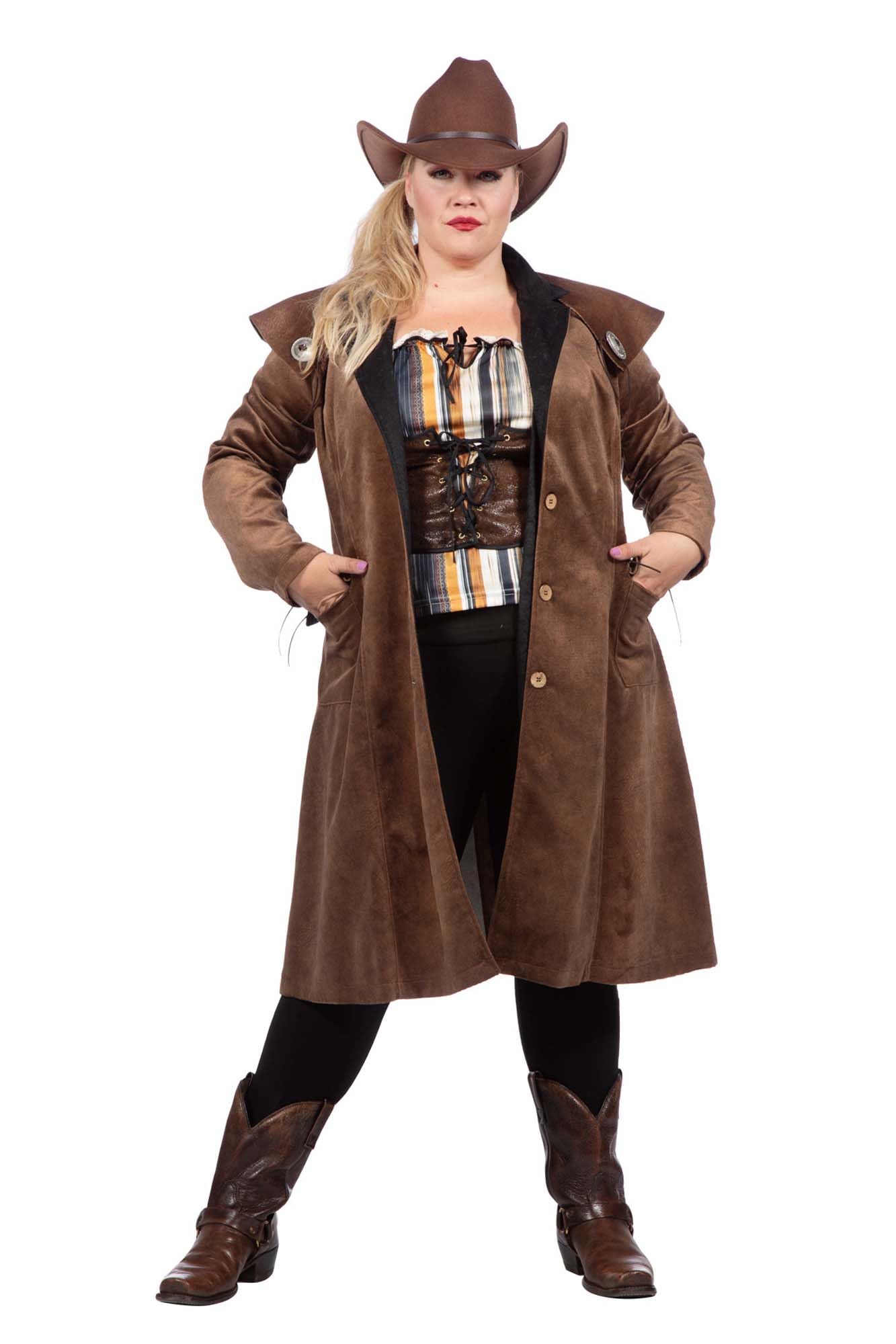 WILBERS & WILBERS Jane 320432 Western Coat for Women, Brown, Cowboy Look, Carnival