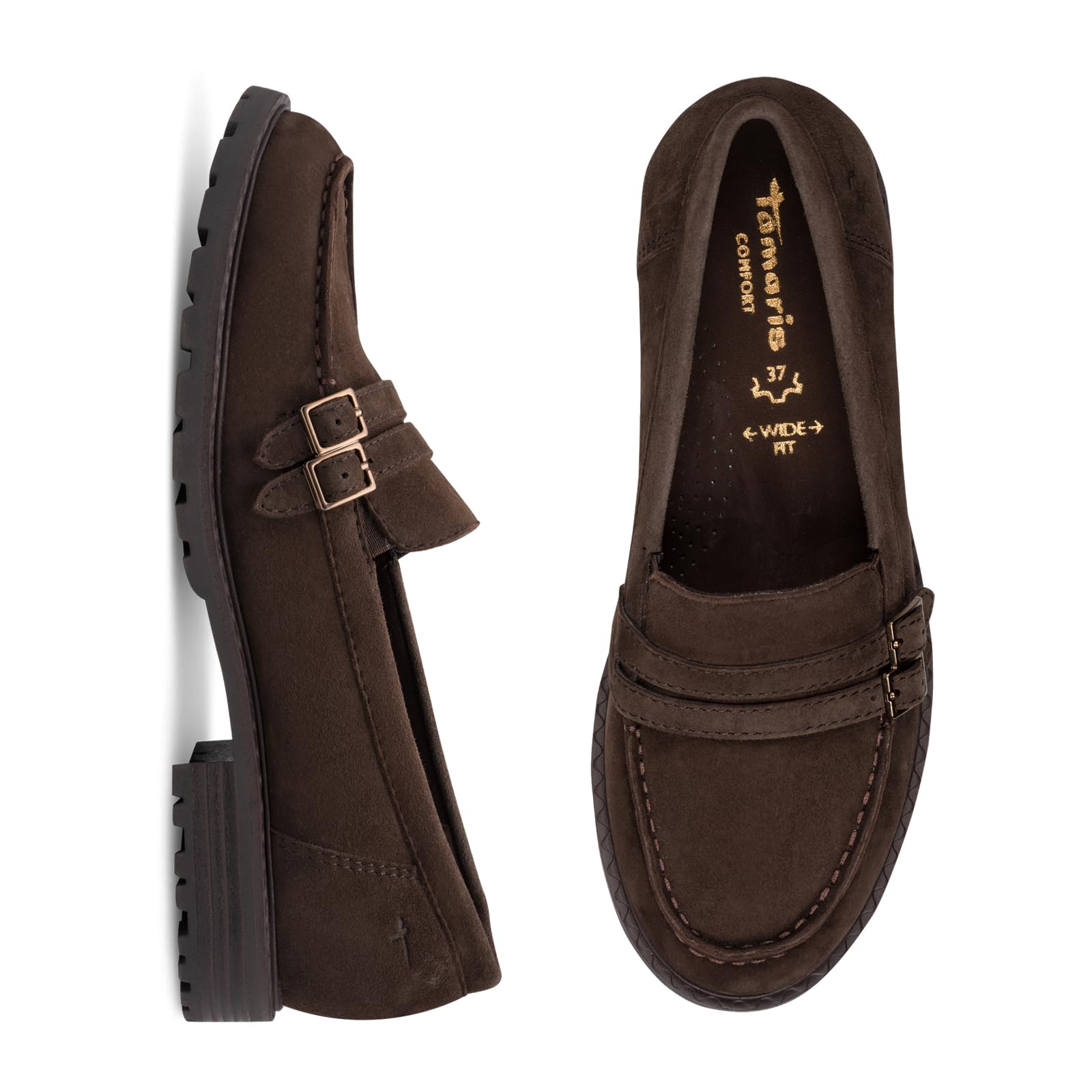 Tamaris Kobiety Tamaris Damen Wide Fit Slipper Leder 8-84600-47Mokasyn