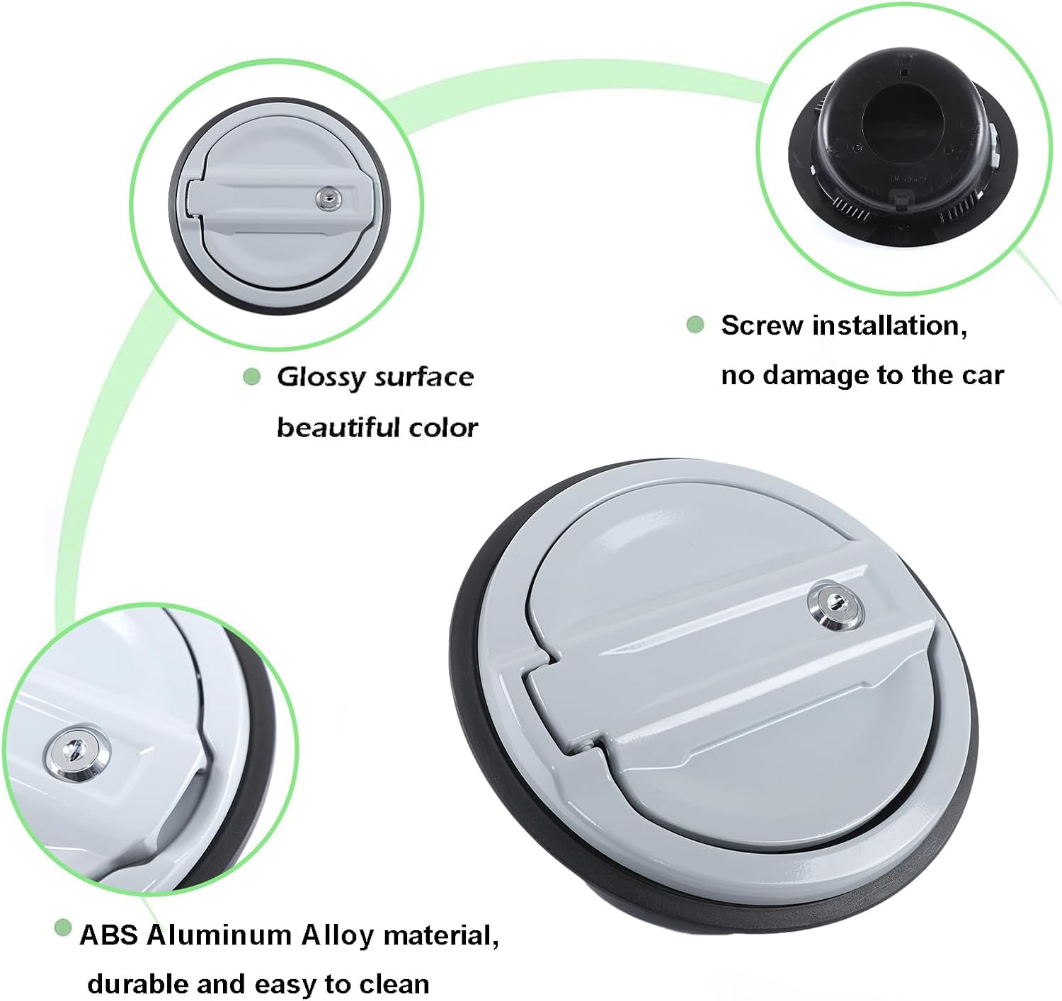 PIUGILH Locking Fuel Filler Door Cover Compatible with Hummer H2 2003-2009 Accessories, Gas Cap Tank Door Cover, Silver