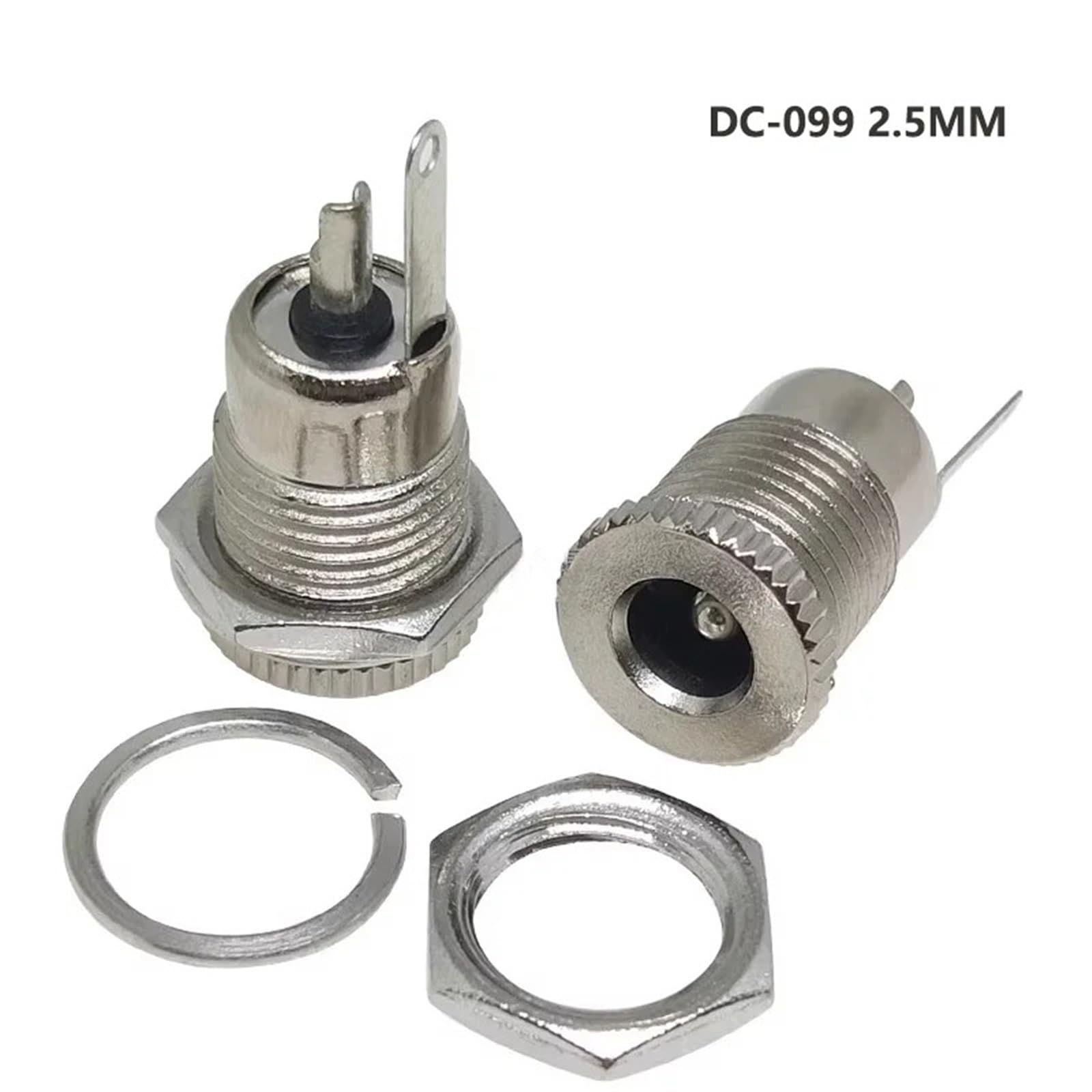 Jack di alimentazione CC, 50 pezzi, presa jack femmina per montaggio a pannello, 5,5 x 2,1 5,5 x 2,5 mm, per audio auto, laptop, lettori MP3 (2,5 mm oro con tappo)
