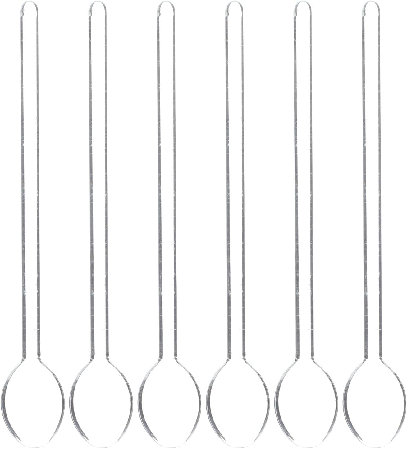 YARNOW 6PCS Glass Teaspoons Mini Coffee Spoon, 5.6 Inches Long-Handled, Transparent, Dishwasher Safe