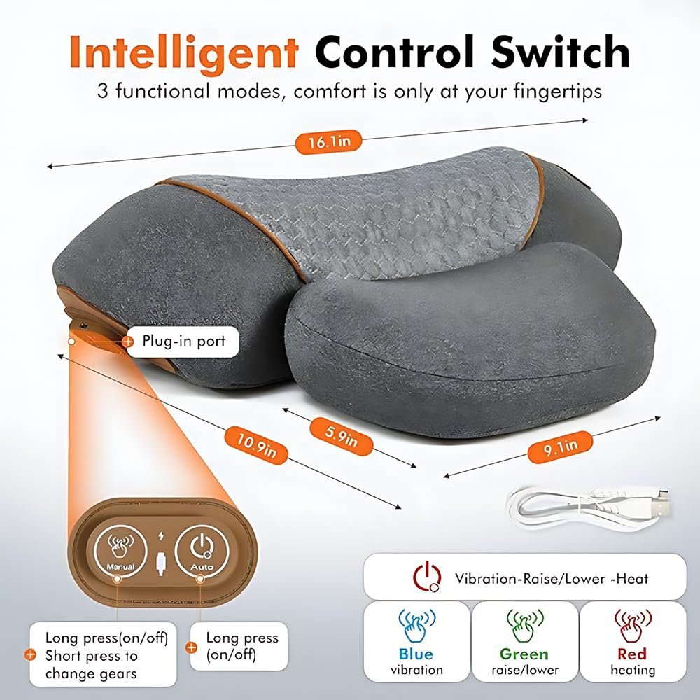 Callixes Theras Pillow Massage Neck Hump 3-in-1 Comfort Support, Portable Relaxation for Neck Shoulder Upper Back Suitable for Home Office Travel — view 2