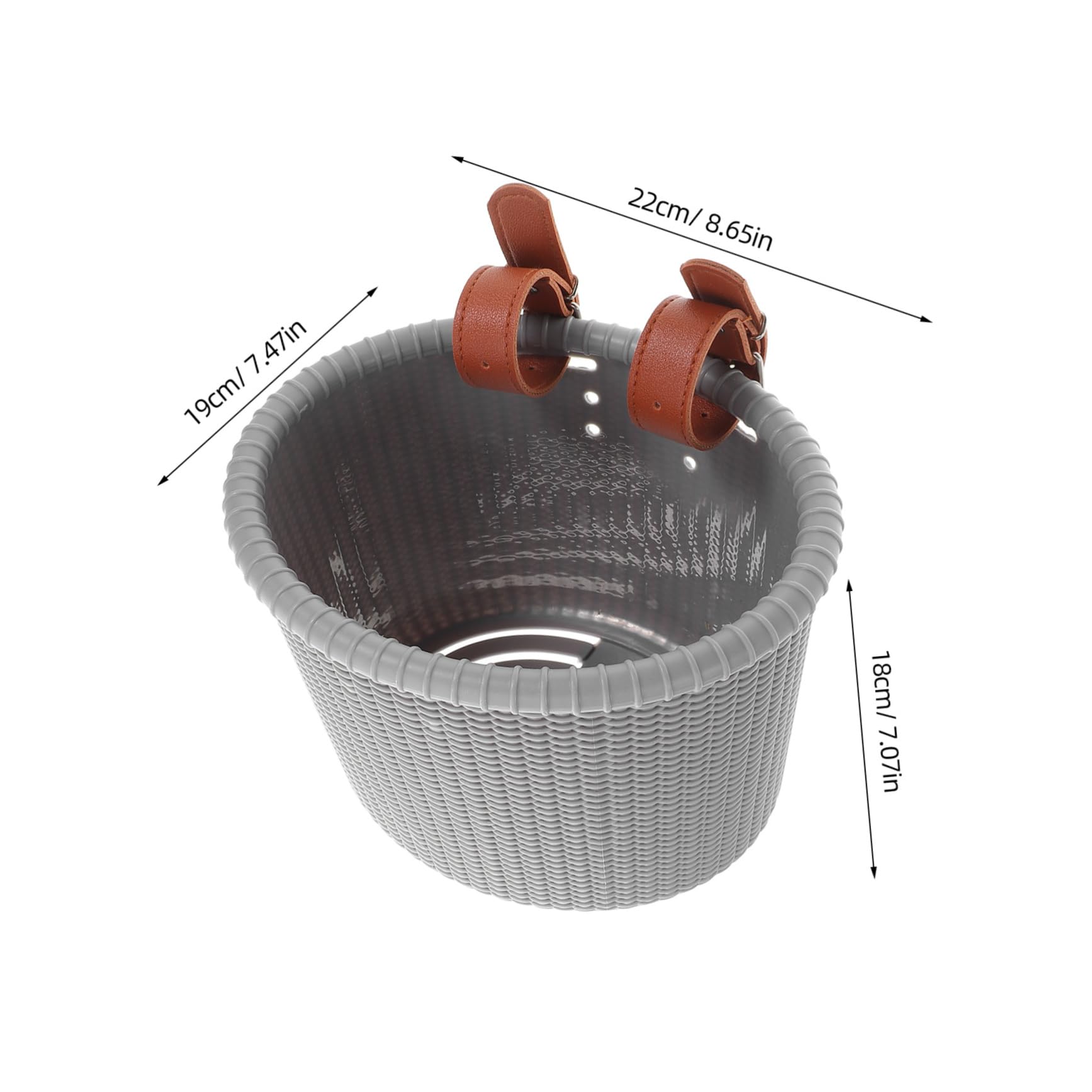 BESTonZON Bicycle Front Basket Durable Plastic Container with Straps for Boys and Stylish Gray Design for Scooters and Bicycles for School Bags
