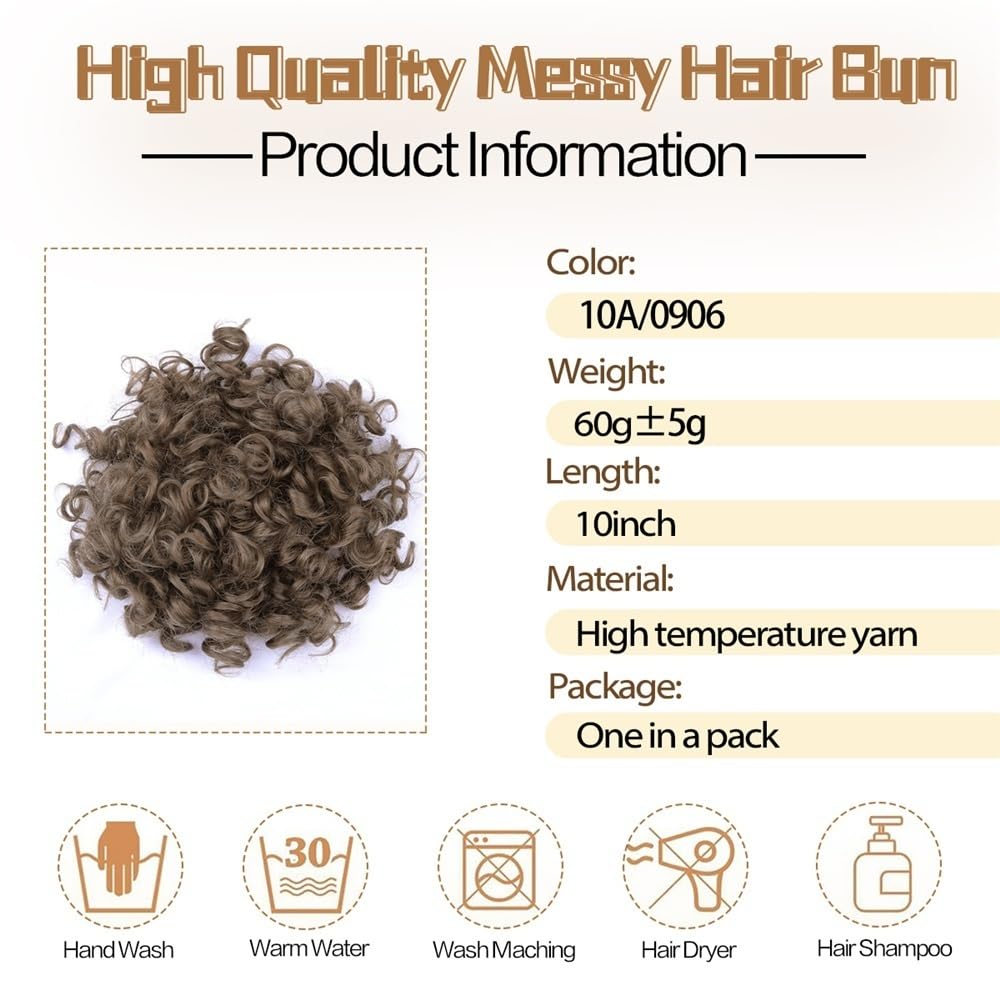 sztuczne włosy kok Afro Puff Kinky Curly Bun Hair Syntetyczny ściągacz Kucyk Clip In Krótkie przedłużki do włosów Akcesoria do włosów(60)