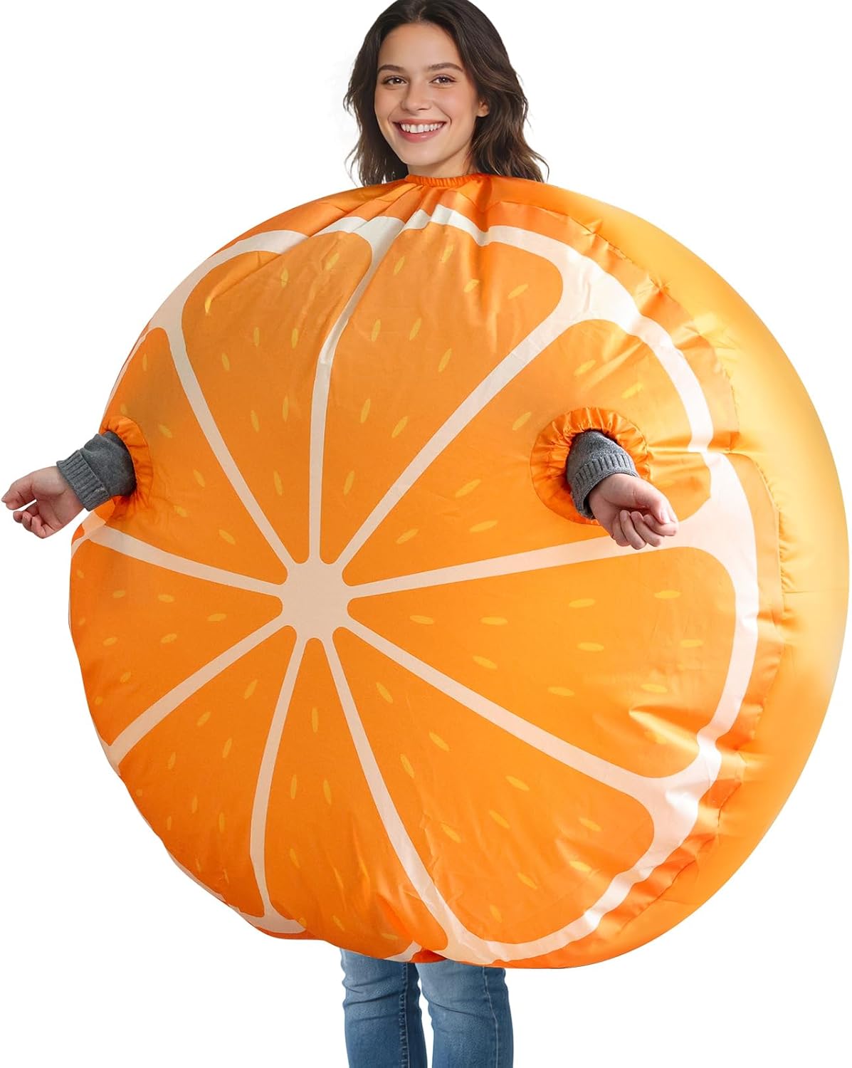 Eyourlife Inflatable Orange Costume for Adult Blow Up Fruit Cosplay Costume Berry Inflatable Outfit for Women Men Orange Birthday Cosplay Party Dress Up Parade Carnival Suit