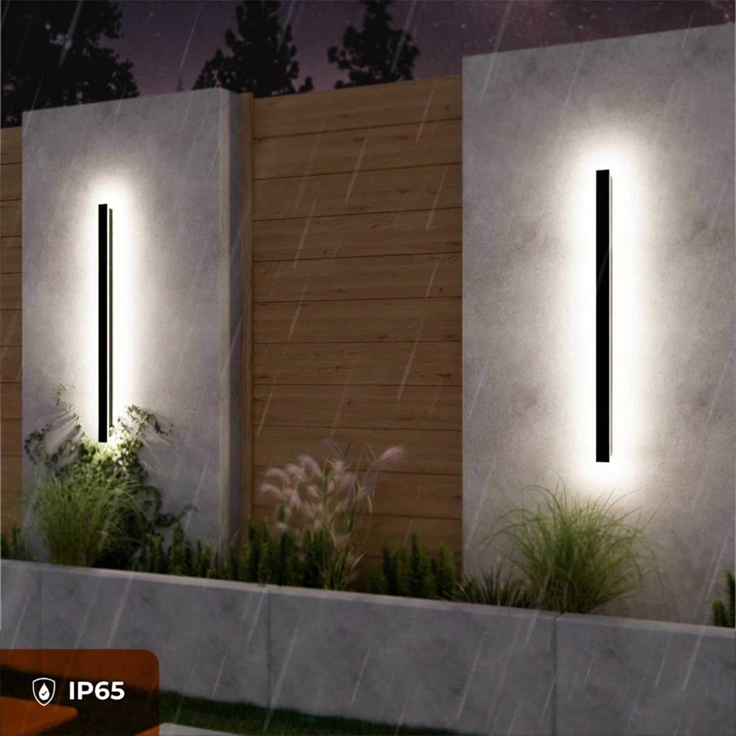 SmartLED Wandleuchte Schwarz Wasserdicht IP65 Metall-Polycarbonat-PC Außen LED für Gärten, Terrassen, Schlafzimmer, Wohnzimmer Innen, 80cm/25w, Neutrales Licht, 1820 LM (Länge 80 cm)