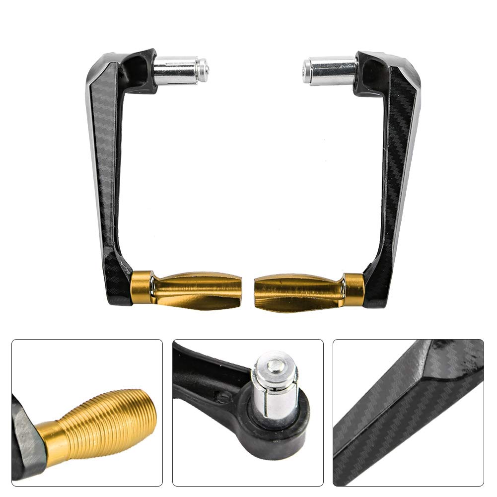 Paraleve Moto, Universale 7/8 Pollici in Lega di Alluminio Manubrio Freno Frizione Protezione Mano Leva Moto(Oro)