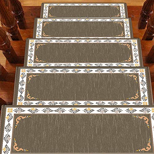 LTJXL Juego De 5 Alfombrillas para Escaleras, Alfombras Antideslizantes Peldaños De Escalera Alfombrilla Antideslizante Interior para Interiores Niños, Ancianos Y Mascotas,E,65 * 24＋3CM Cover