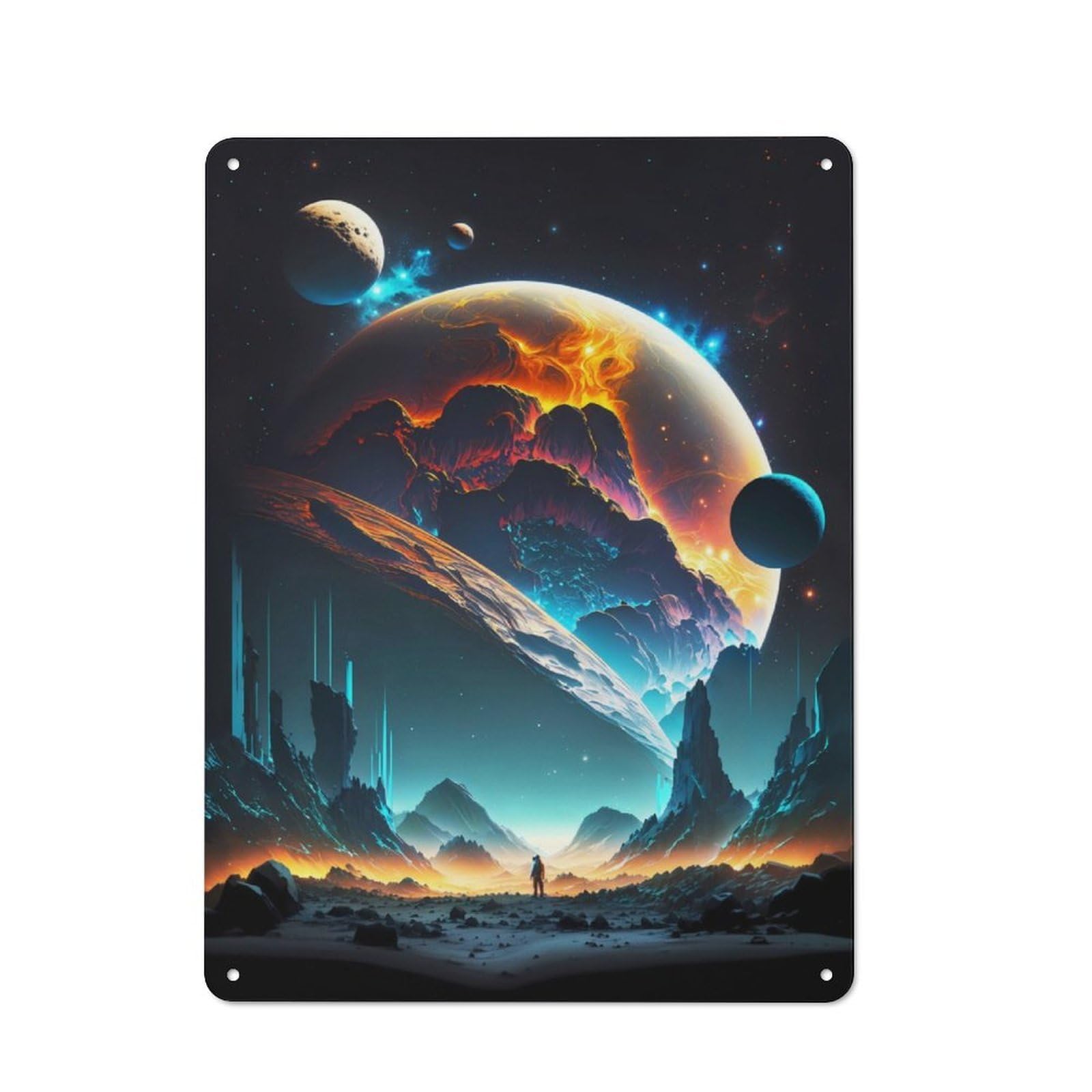 Junmoney Space Realm Astronaut Industrial-Style Metal Plaque 40X30cm For Workshop Wall, For Vintage Wall Decor Fans, For Themed Room Decoration