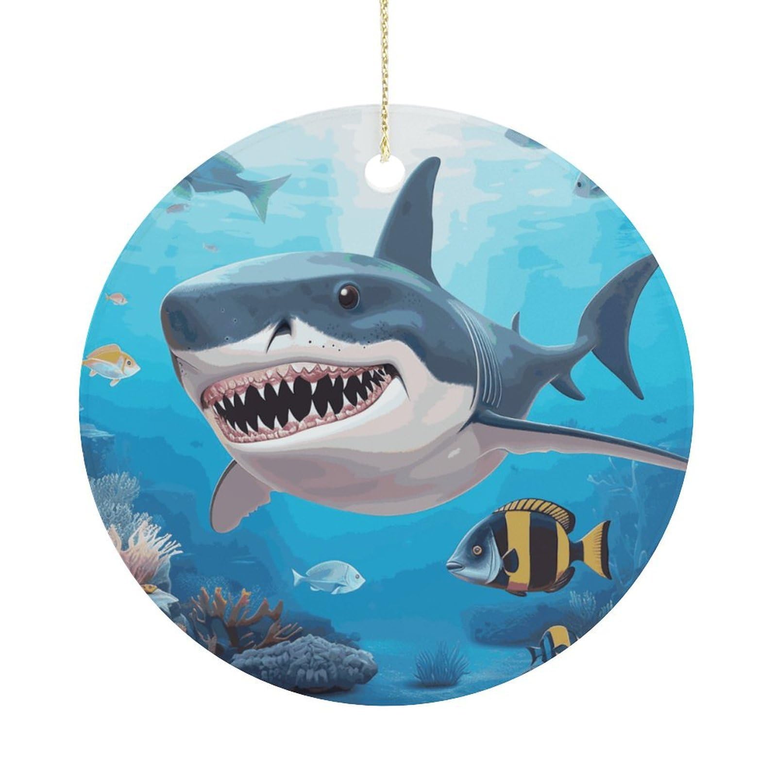 Adfgyerh Women's Style Shark Ocean Theme Hanging Ceramic Ornaments, Christmas Tree Decorations, Funny Home Decor Gifts For Sisters & Work Best Friends