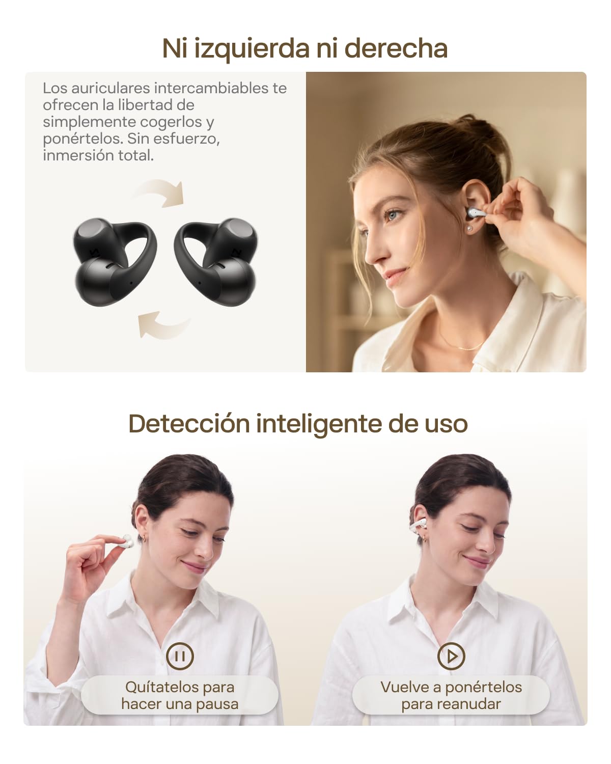 SHOKZ Auriculares Open-Ear Clip-on OpenDots 2,Dolby Audio,40h batería,Negro | con Grave Profundo | Reducción Ruido con IA | Bluetooth 6.1 | Resistentes al Agua IP57 | Carga rápida inalámbrica