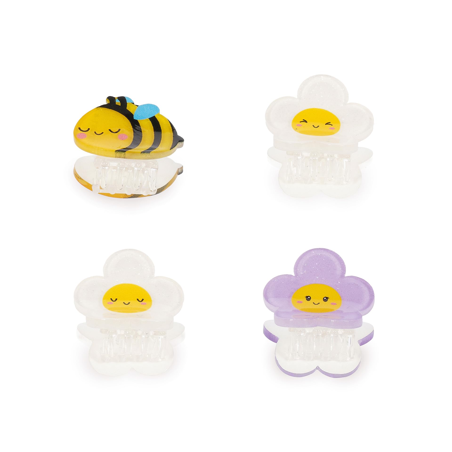 Legami - Set di 4 Mini Mollette per Capelli Clip Me Up!, Tema Bee, Fermagli per fare Acconciature e Styling, in PS, Acrilico, 2.5 x 2.5 x 1.5 cm - 4