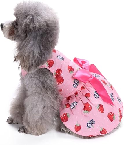 Miniatura 3 de Mipcase 1 chaleco de ropa con forma de falda para cachorro mascotas camisas de verano para gato suministros de lazo vestido rosa sin mangas vestido