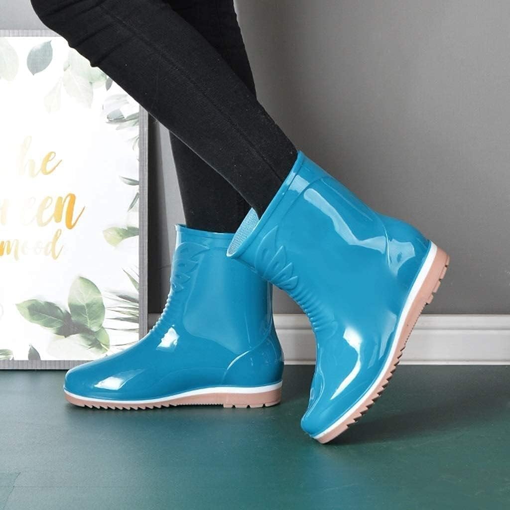 Women's Short Rain Boots Waterproof Anti Slip Rain Boots Garden Shoes rain Boots (Color : Khaki Size : 38 EU)