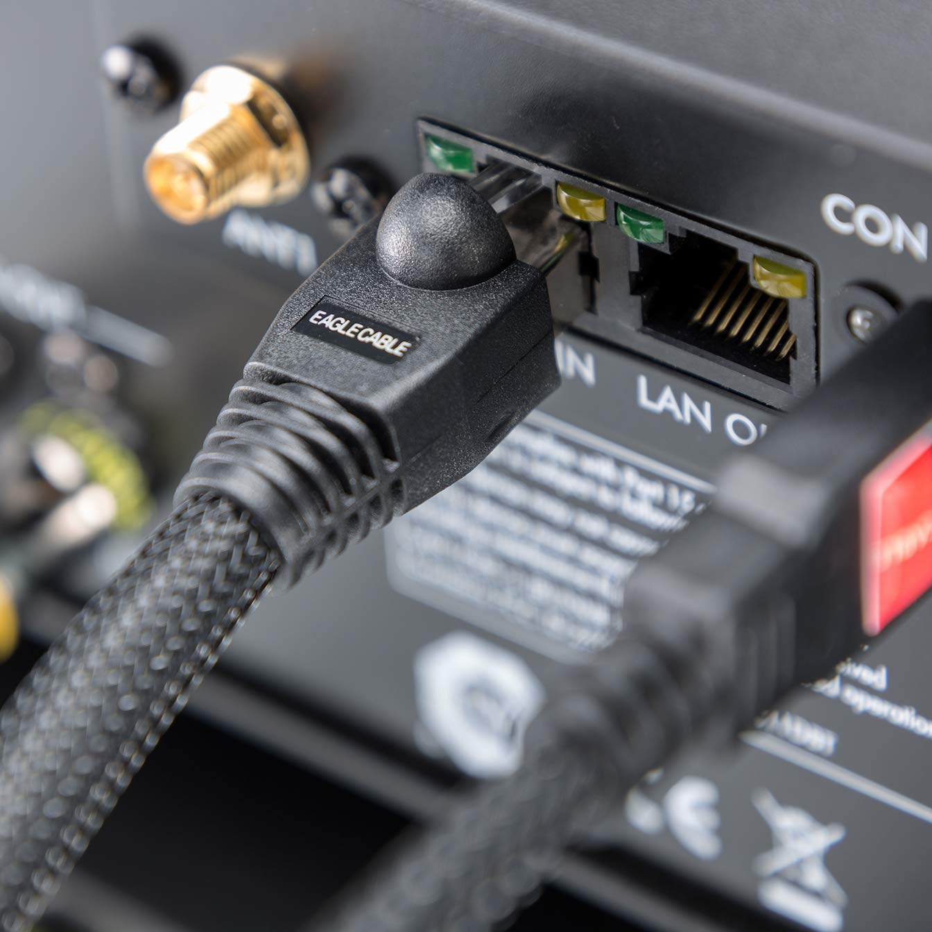 Eagle Cable by INAKUSTIK – 10065000 – Cable de red Deluxe CAT6 | Cable LAN para transmisión de audio HD y vídeo HD | 100 m en negro | apantallamiento doble – Conductor de datos grueso (AWG 24) –