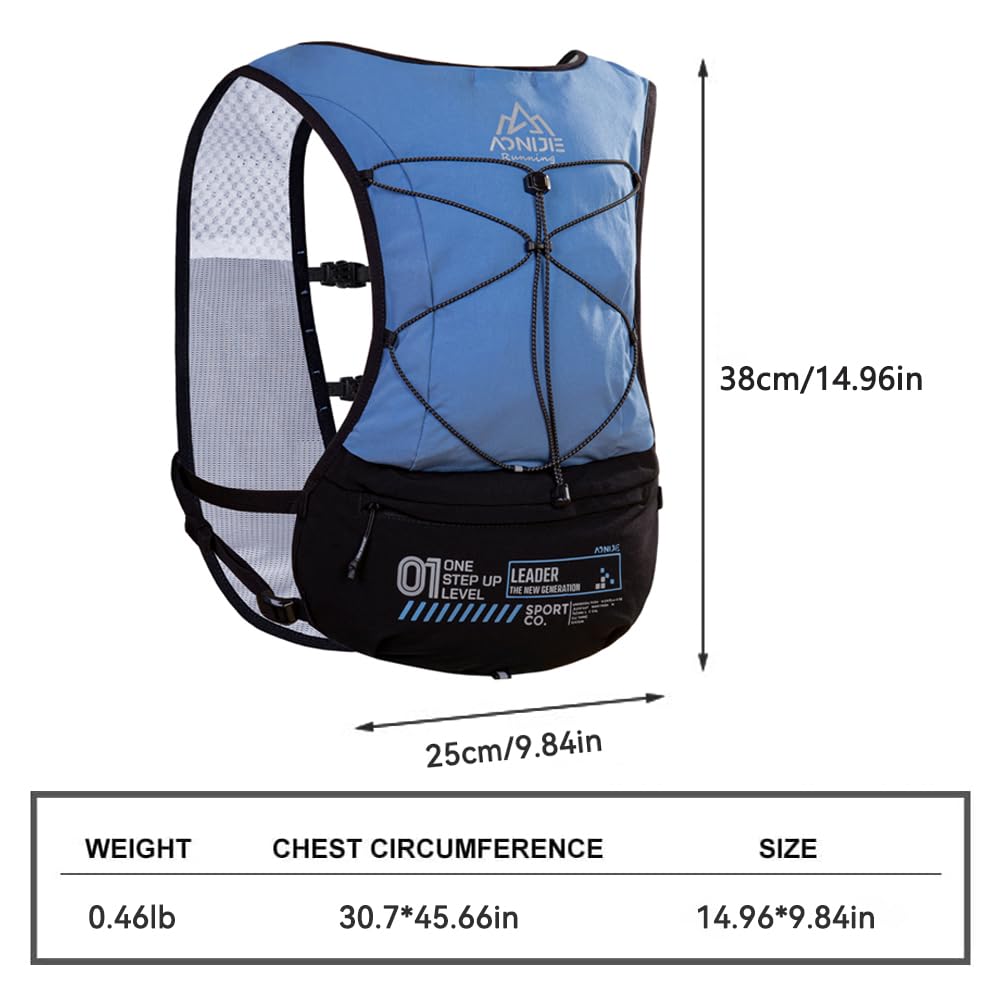 YOUGLE Paquete de chaleco de hidratación de 5 l, mochila ligera para correr, senderismo, carreras, maratón (negro + bolsa de 1.5 L)