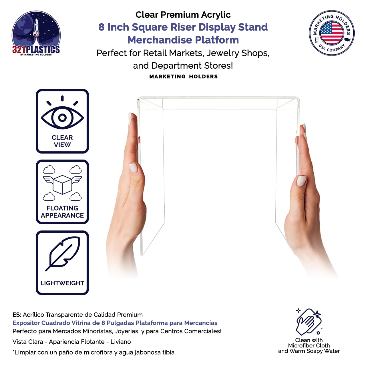 Marketing Holders 2 Pack Acrylic Riser Display Stand 8