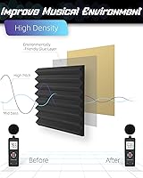 Vista 4 de Paneles acústicos autoadhesivos mejorados, paneles de espuma a prueba de sonido de recuperación rápida de 1 x 12 x 12 pulgadas para paredes, paneles