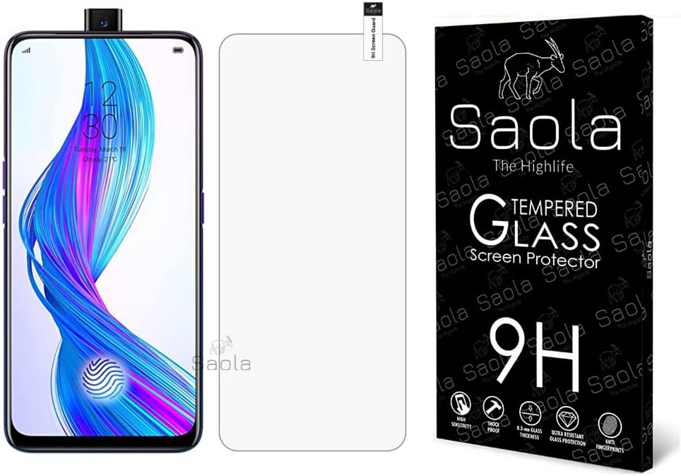 9H Clear Tempered Glass For Realme X Cellphone (Pack Of 1) With Free Installation Kit. Full Screen Coverage - 6.53 Inch