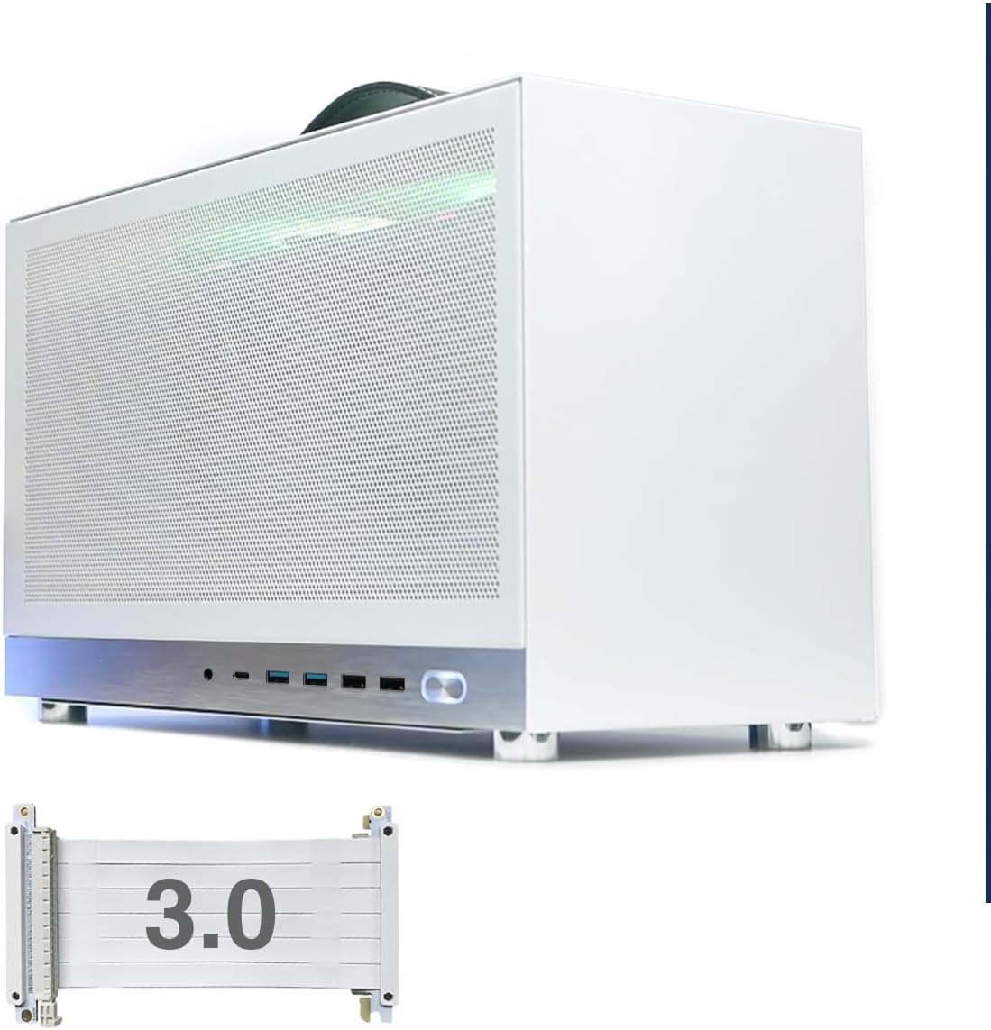 MiniNeo S400 10.8L Portable Mini-ITX Computer Case w/PCIe 4.0 Cable, Advanced Vented Panel, Front Type-C USB3.0 Ports, Fit Triple Slot GPU, SFF Small Form Factor PC Chassis (White v2)