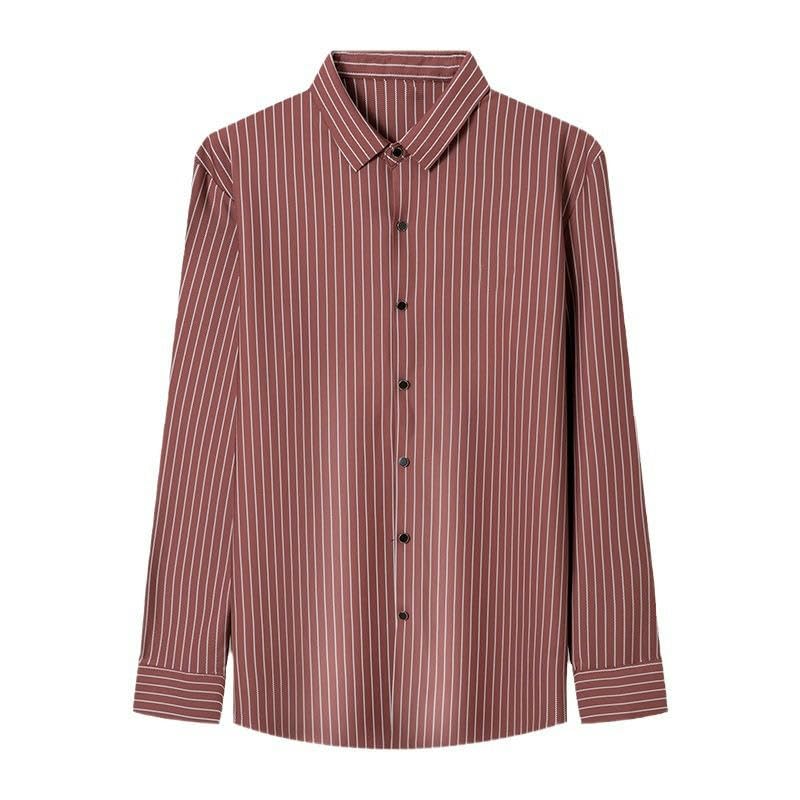 Camisa de rayas antiarrugas para hombre USTZFTBCL de corte slim 5