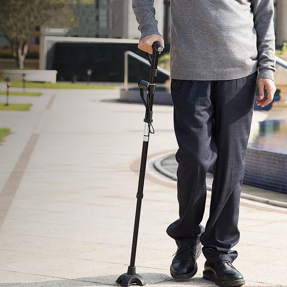 Muletas de antebrazo de Aluminio para Personas Mayores, con luz LED, bastón Ajustable, Ayuda de Movilidad equilibrada telescópica Ligera (Color: 1 muleta+3 Bases)